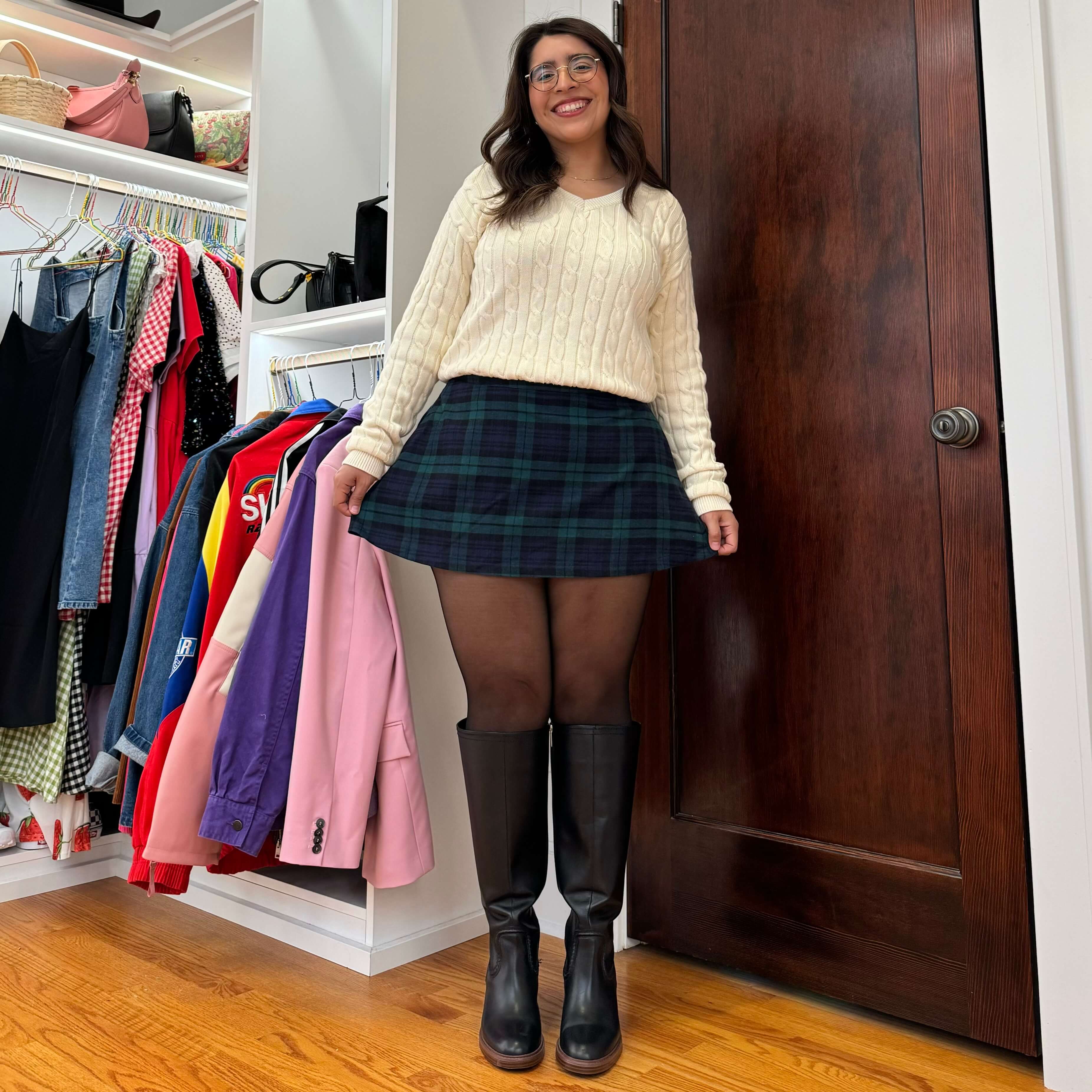 Plaid Mini Skirt - Blue/Green
