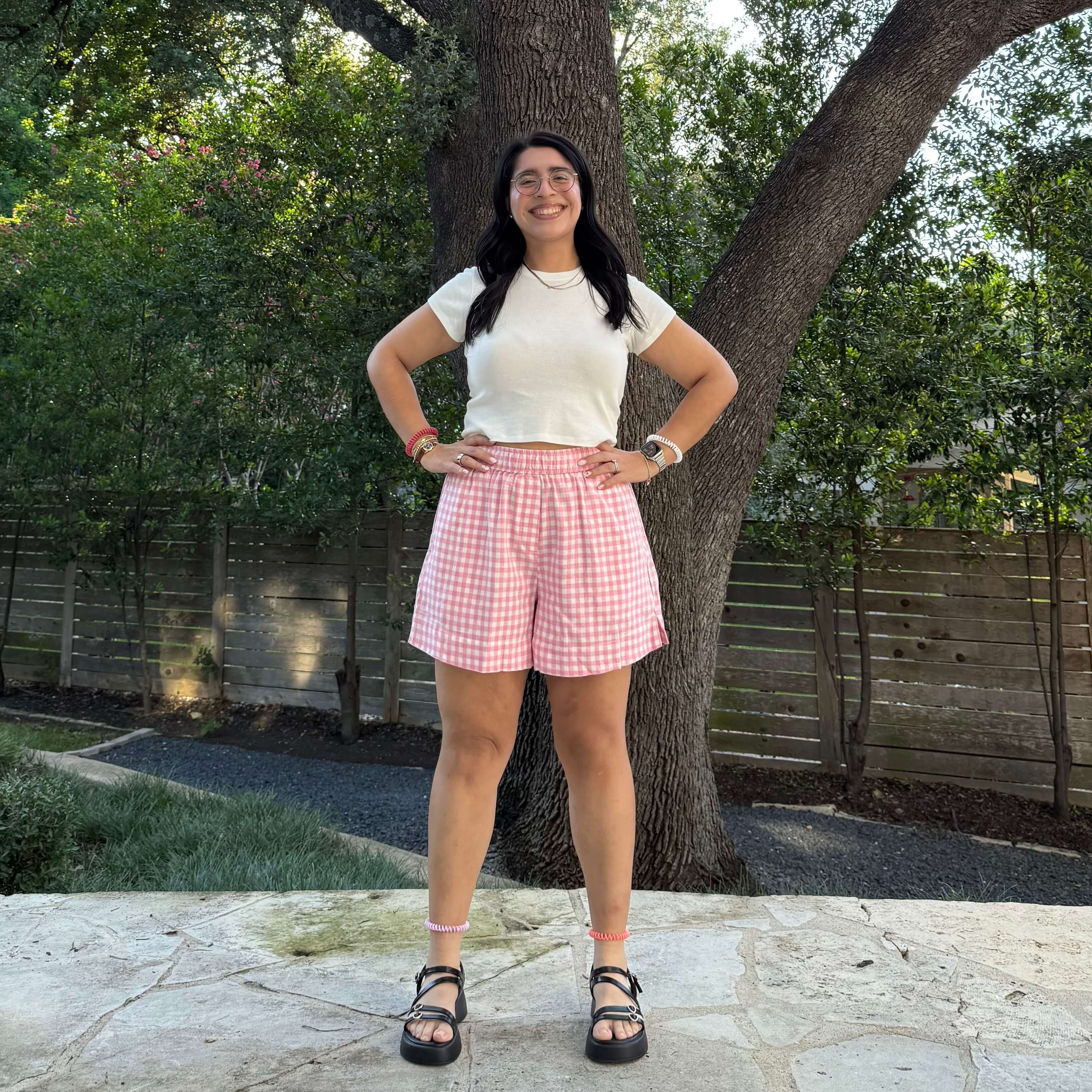 Summer Gingham Shorts - Cherry Blossom – Shiny by Nature