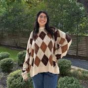 Argyle Oversized Sweater - Cream *Clearance Sale*
