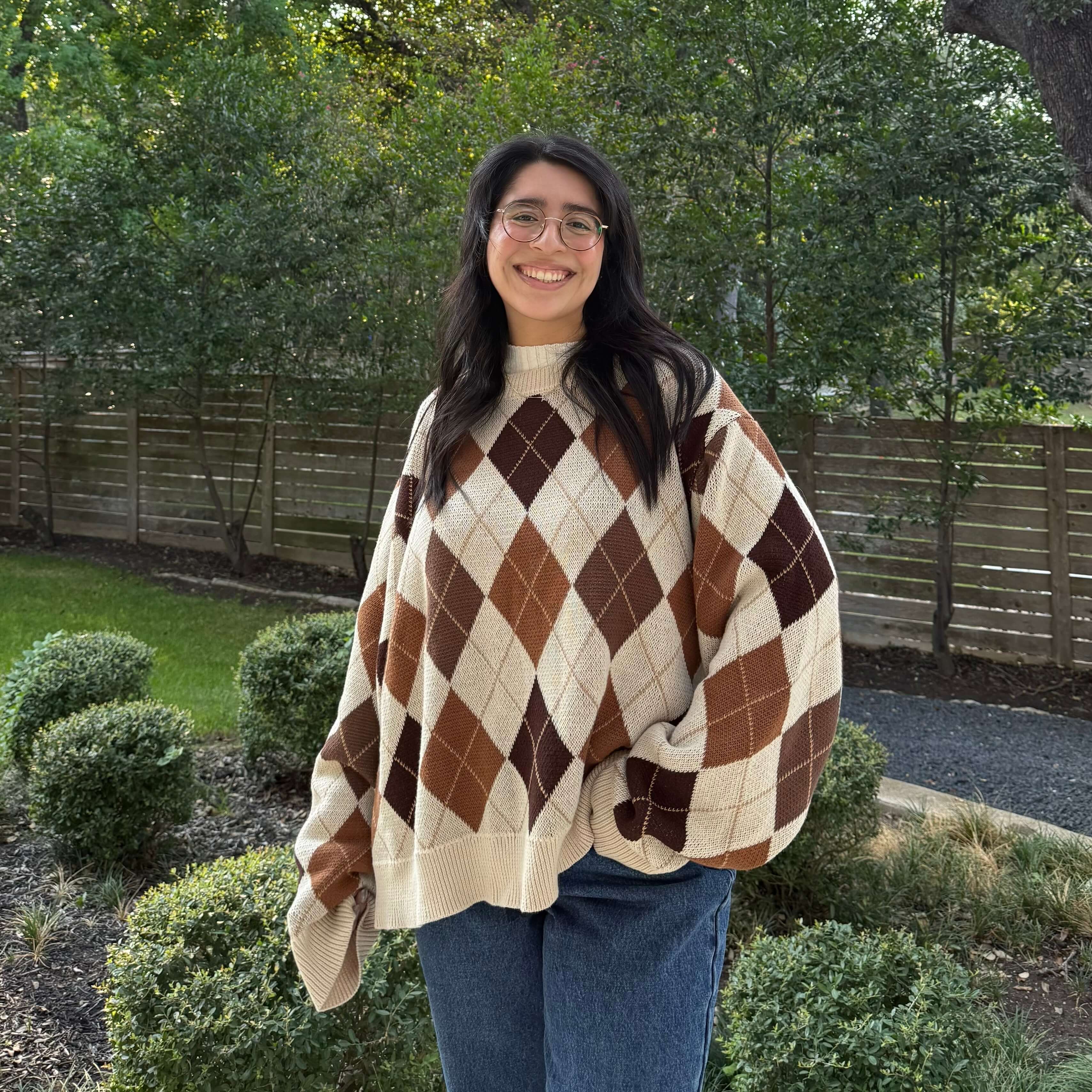 Argyle Oversized Sweater - Cream *Clearance Sale*