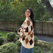 Argyle Oversized Sweater - Cream *Clearance Sale*