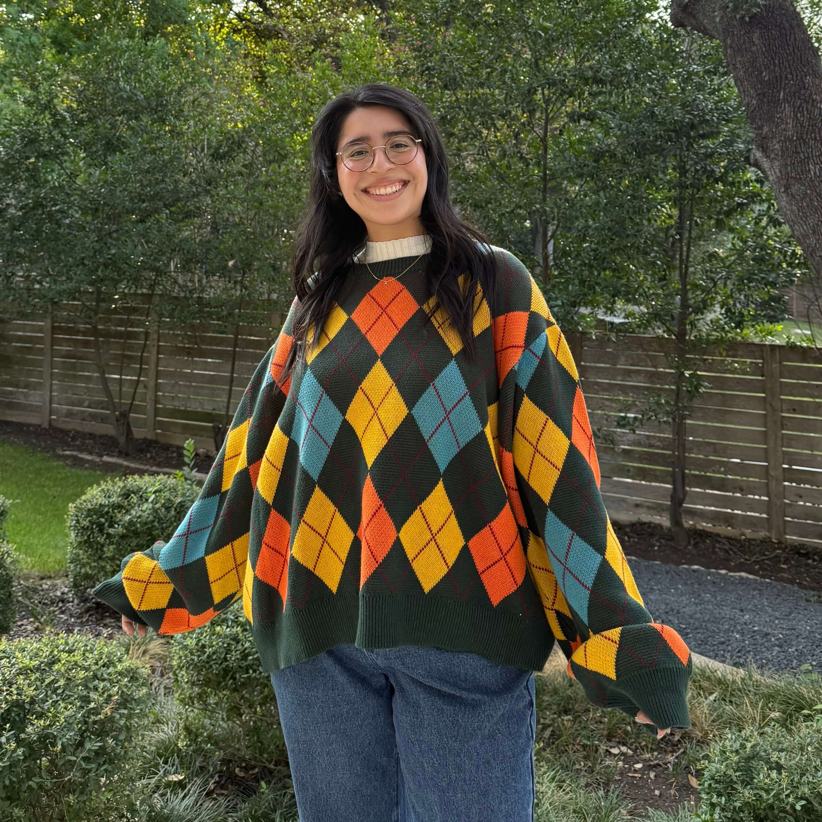 Argyle Oversized Sweater - Green *Clearance Sale*