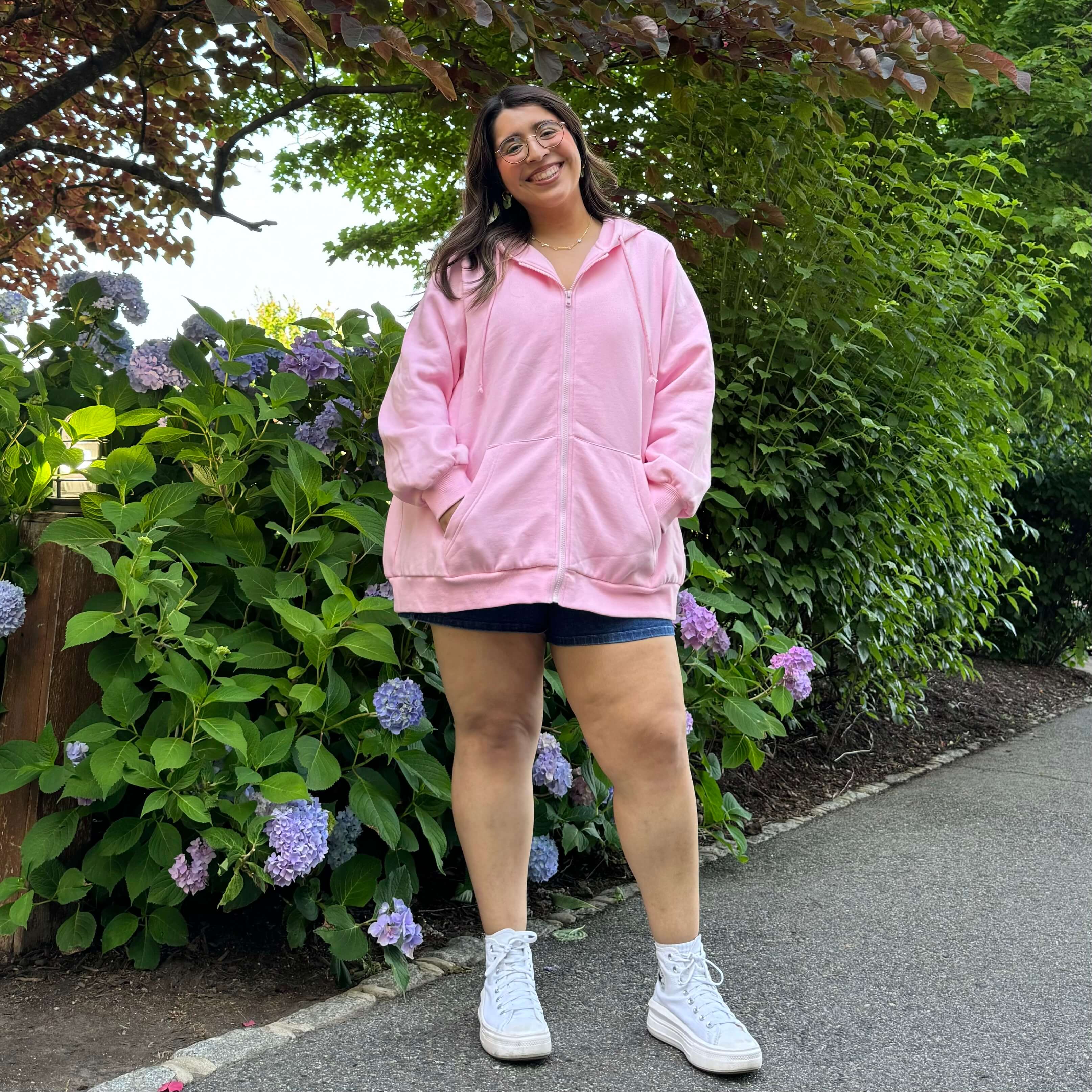 ボーダーズアットバルコニー ZIP UP HOODIE 36 さくらいろ Women's Seaside Zip-Up Hoodie | Sunkist Coral UPF 50+