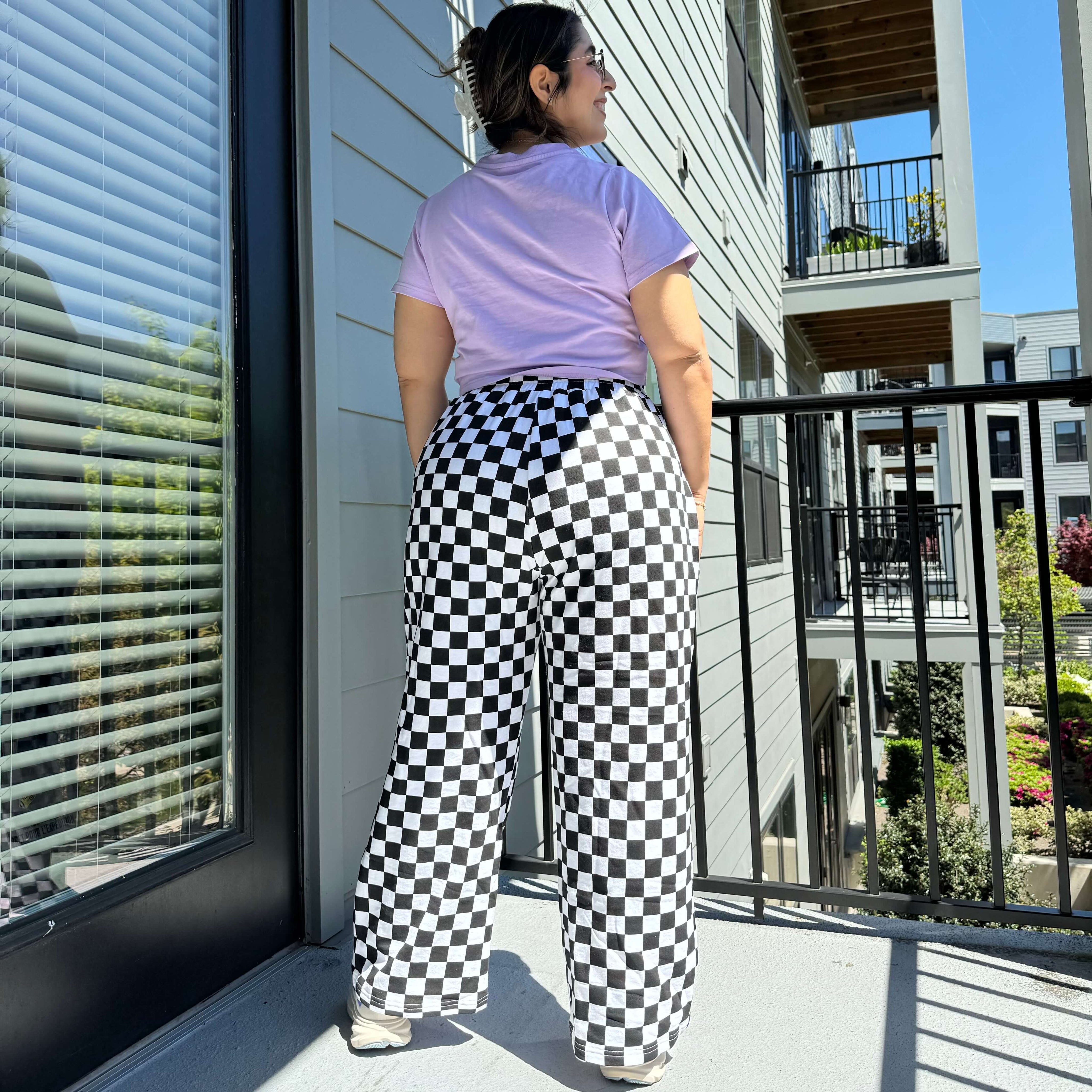 29" Inseam Be Yourself Pants - Black Checker *PREORDER*