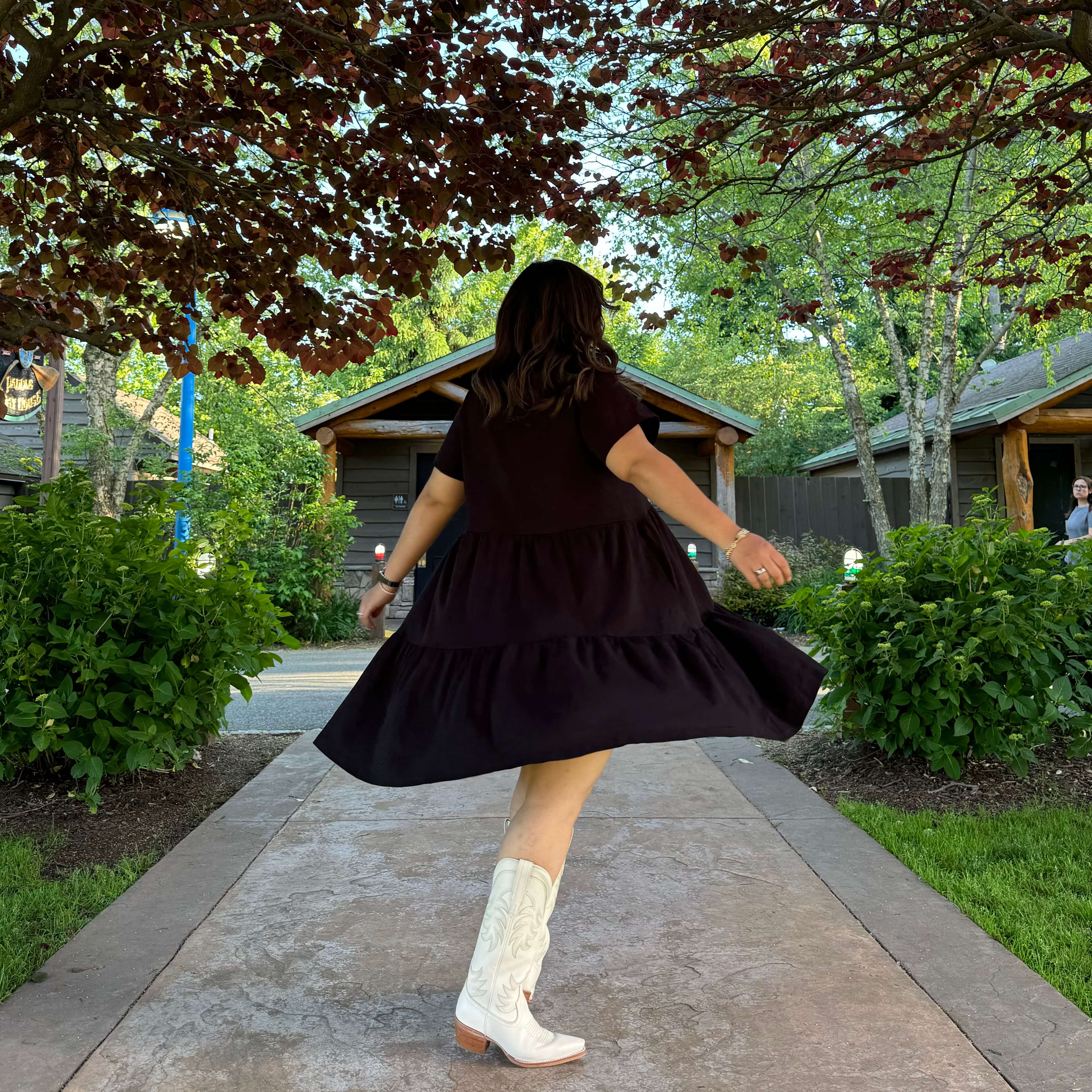 Tiered Shirt Dress - Black