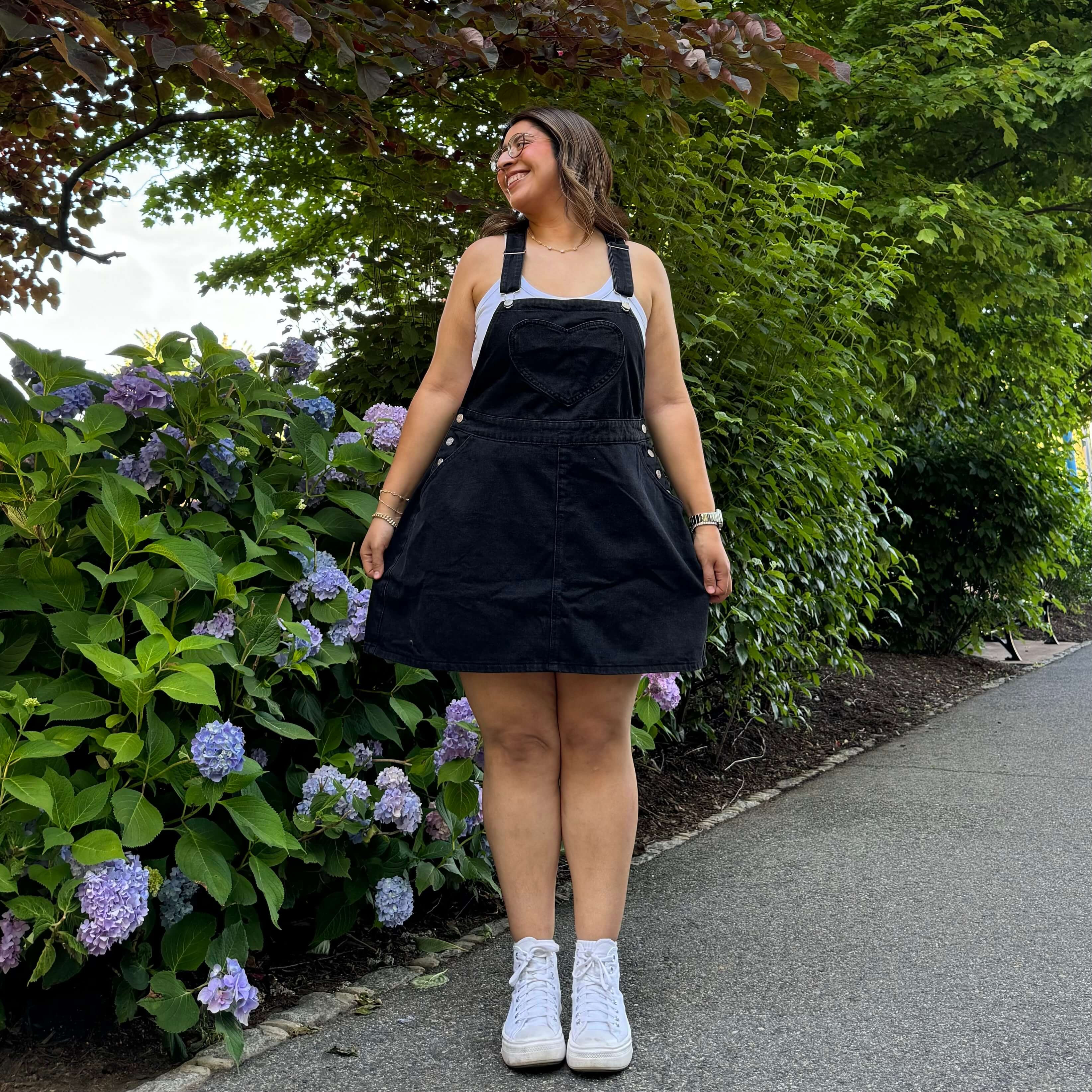Denim Overall Dress - Black