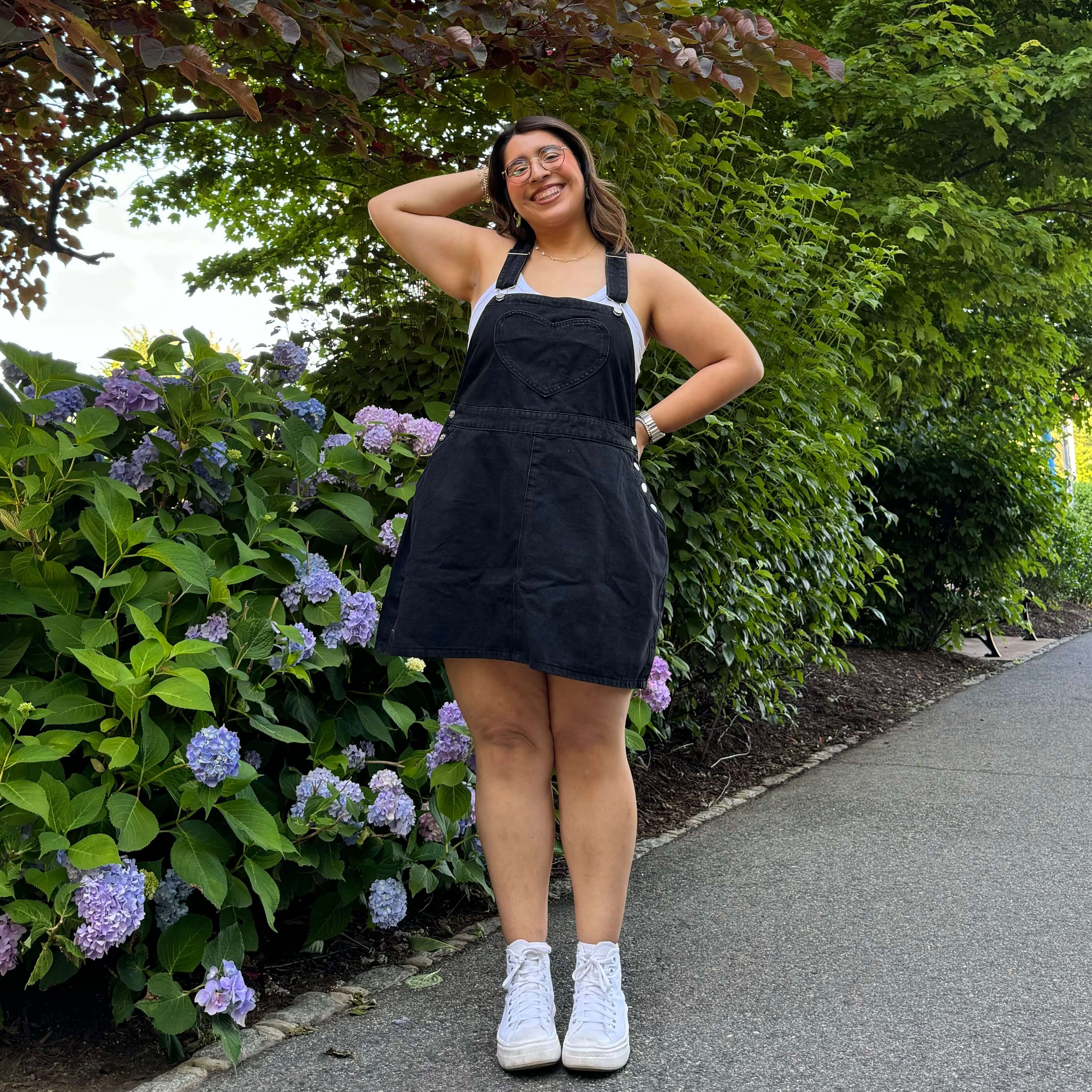 Denim Overall Dress - Black