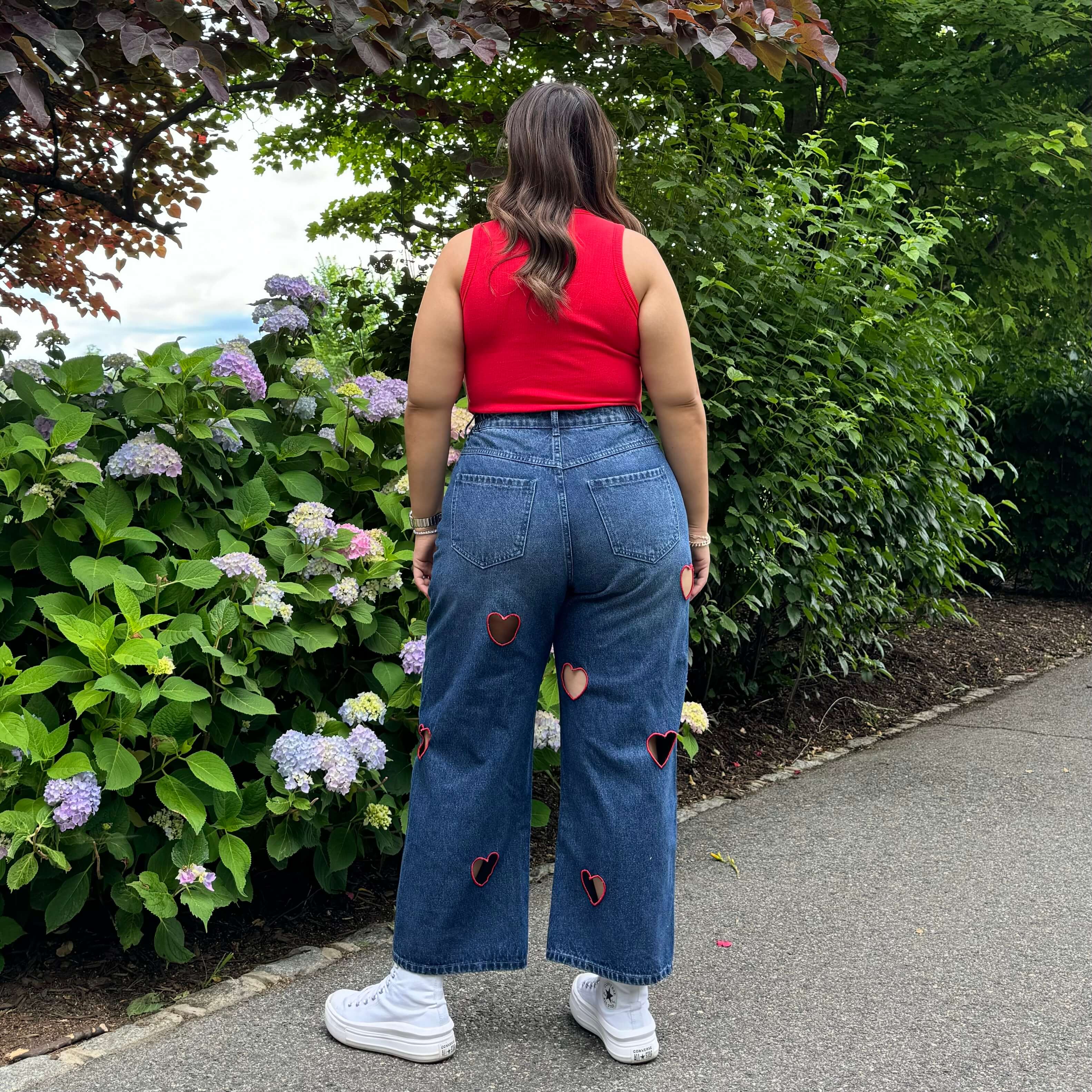 26" Inseam Heart Cutout Jeans - Dark Wash