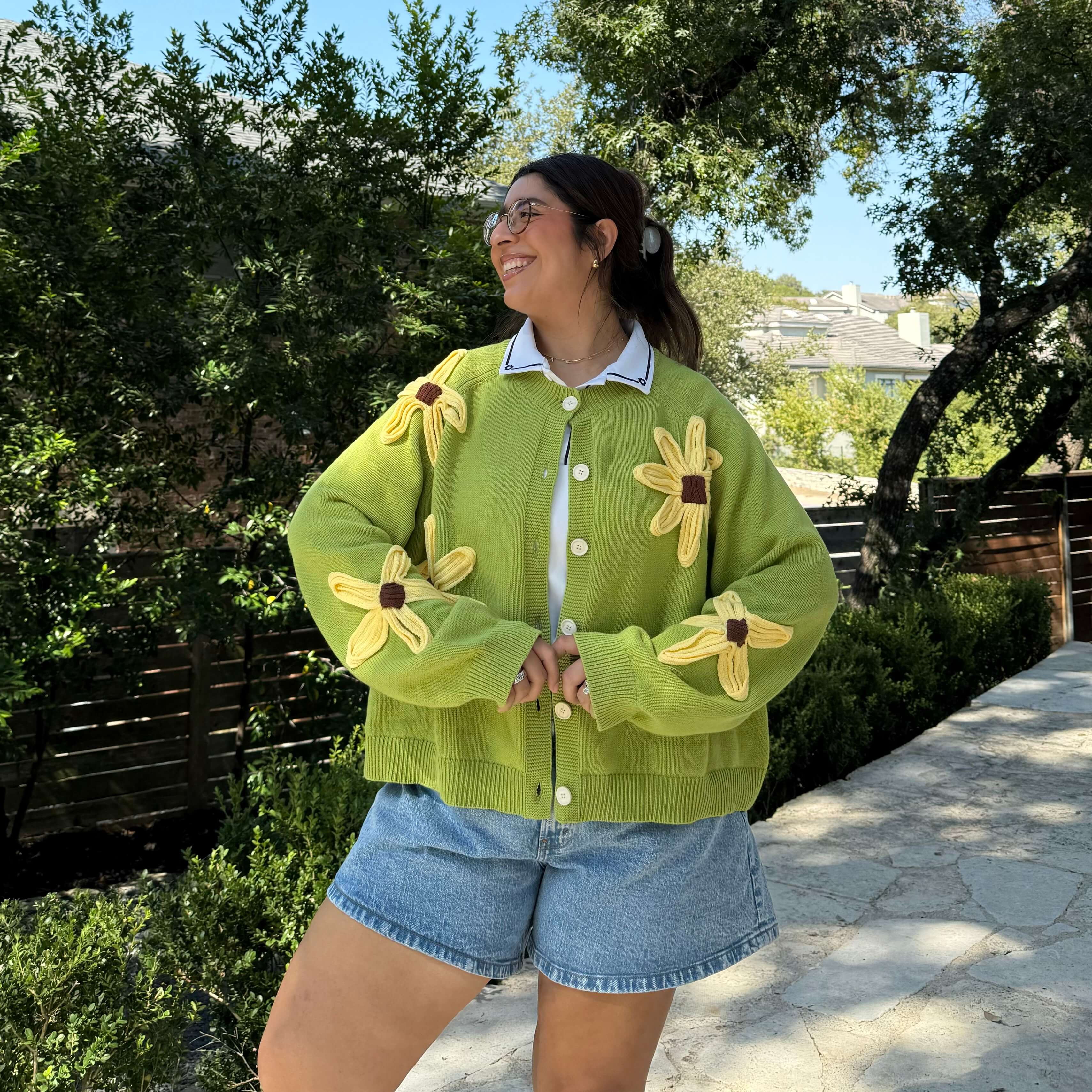 Flower Cardigan - Matcha