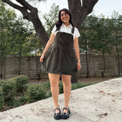 Corduroy Overall Dress - Olive