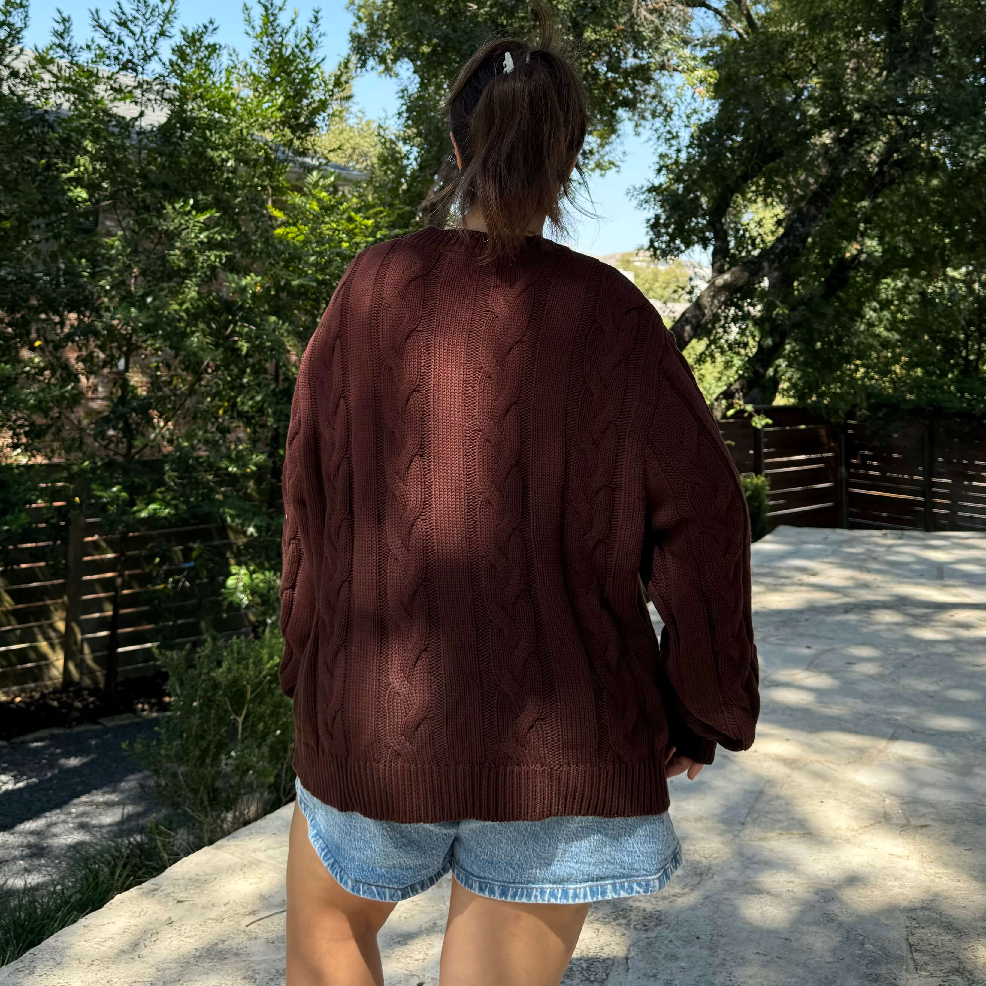 Crewneck Cable-Knit Sweater - Chocolate *Clearance Sale* – Shiny