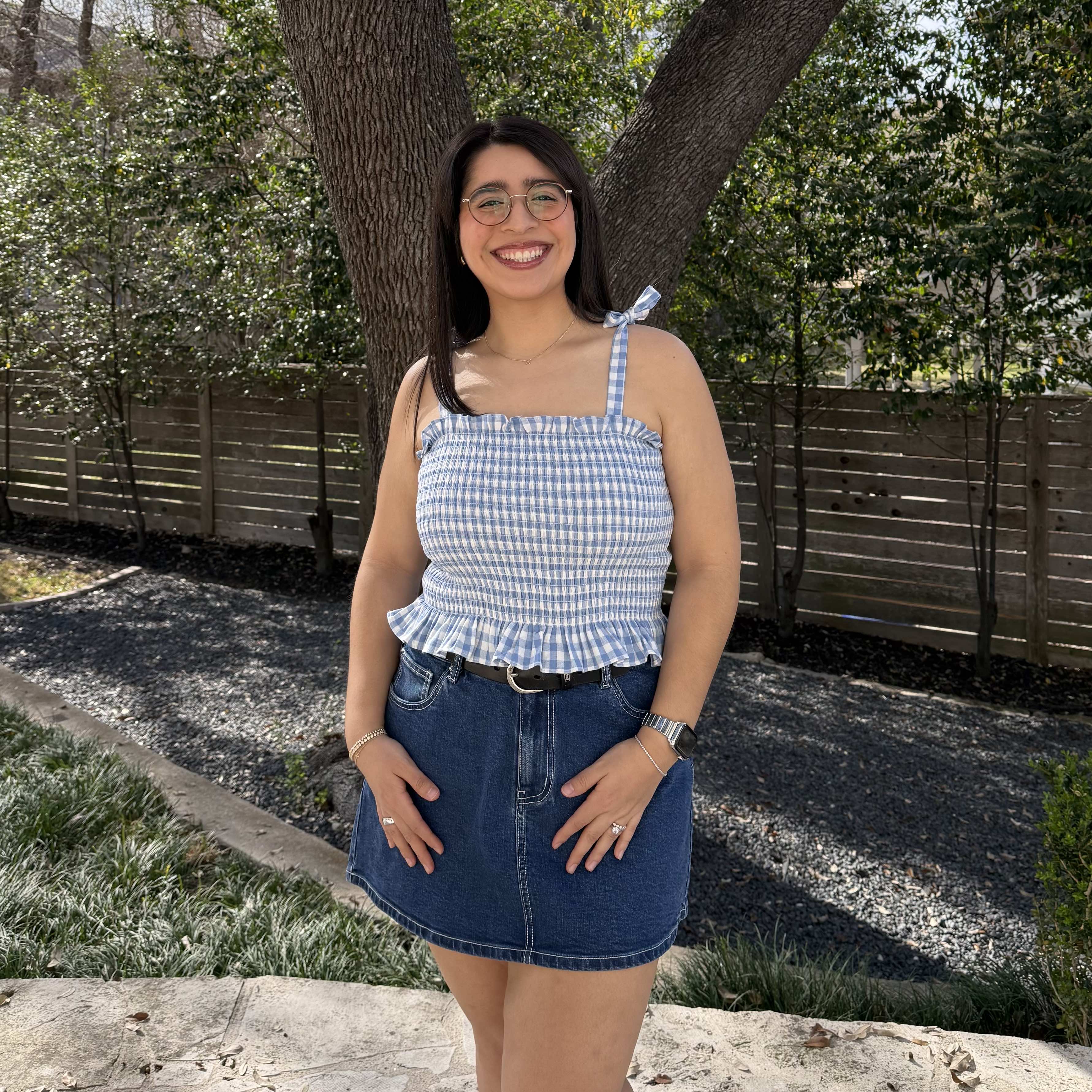 Smocked Tie-Strap Top - Blue Gingham