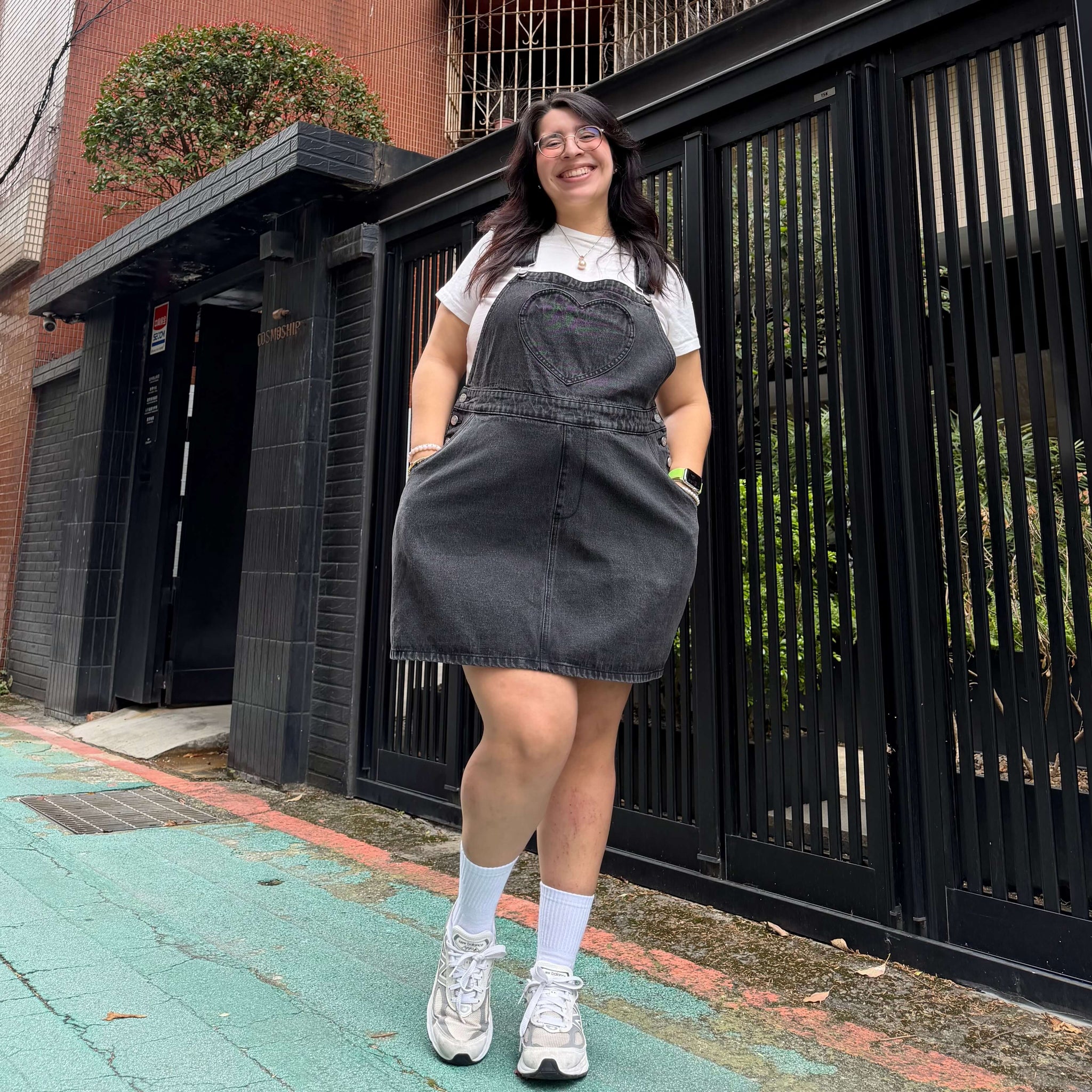 overall black dress Washed Denim Overall Dress- Black