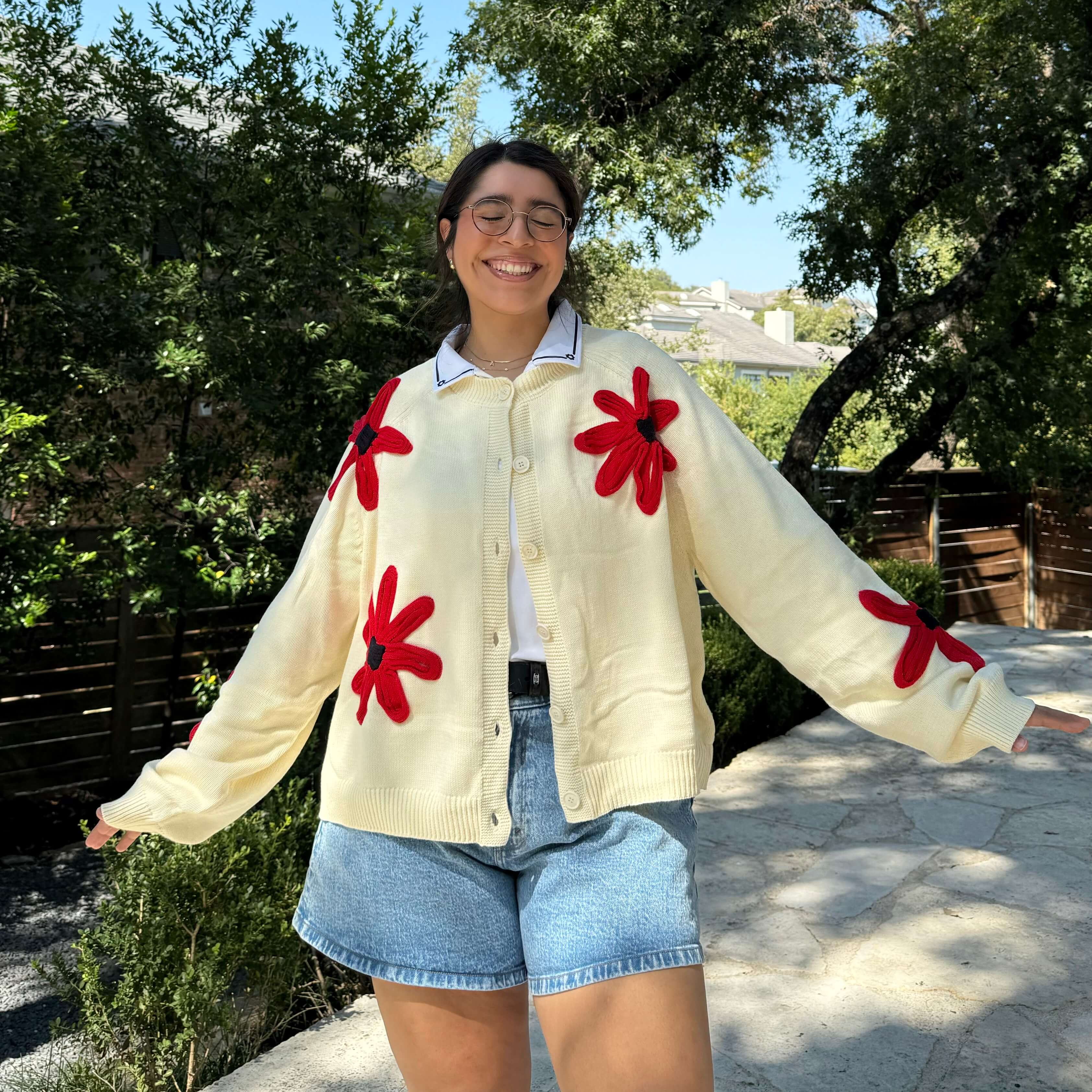 Flower Cardigan - Cream