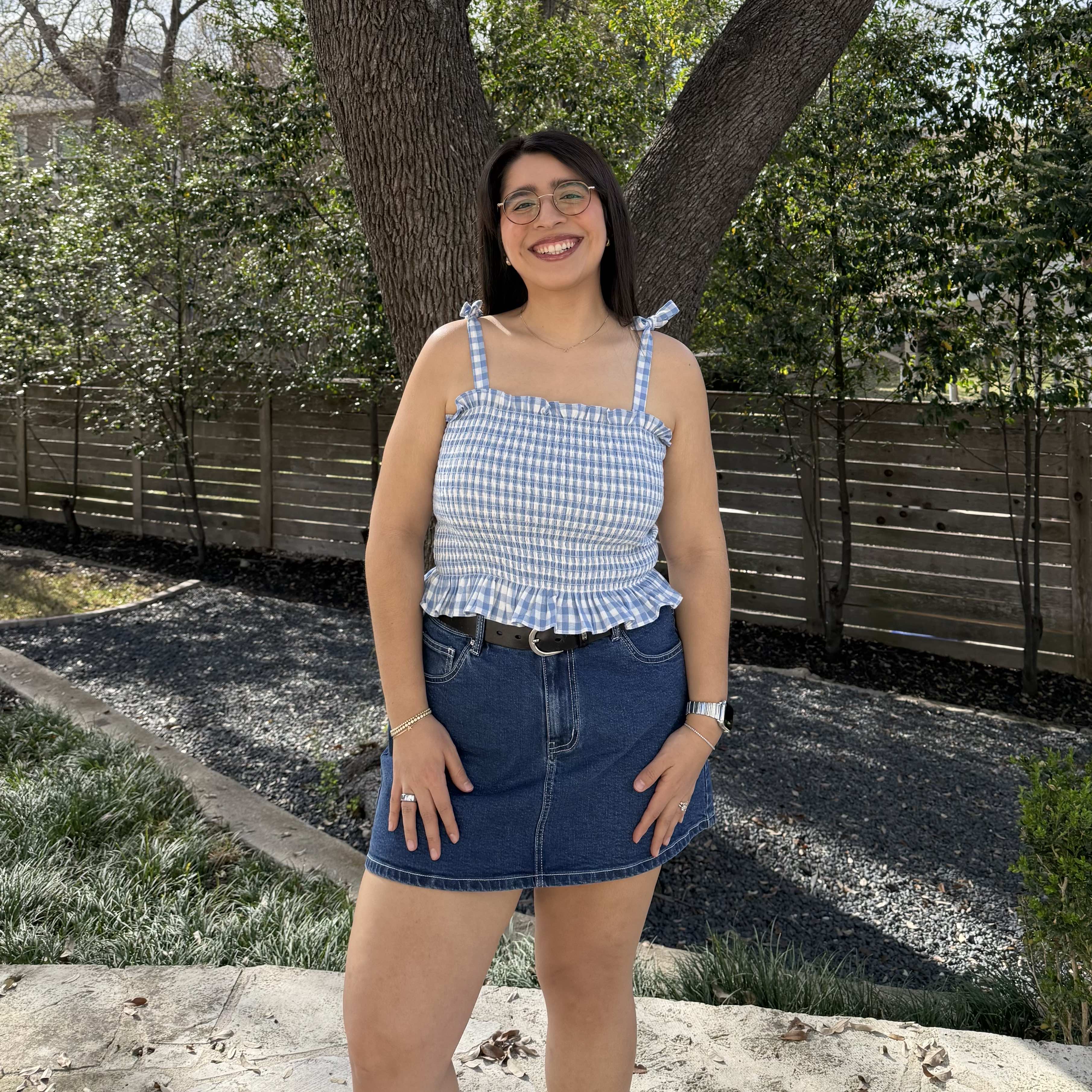 Smocked Tie-Strap Top - Blue Gingham