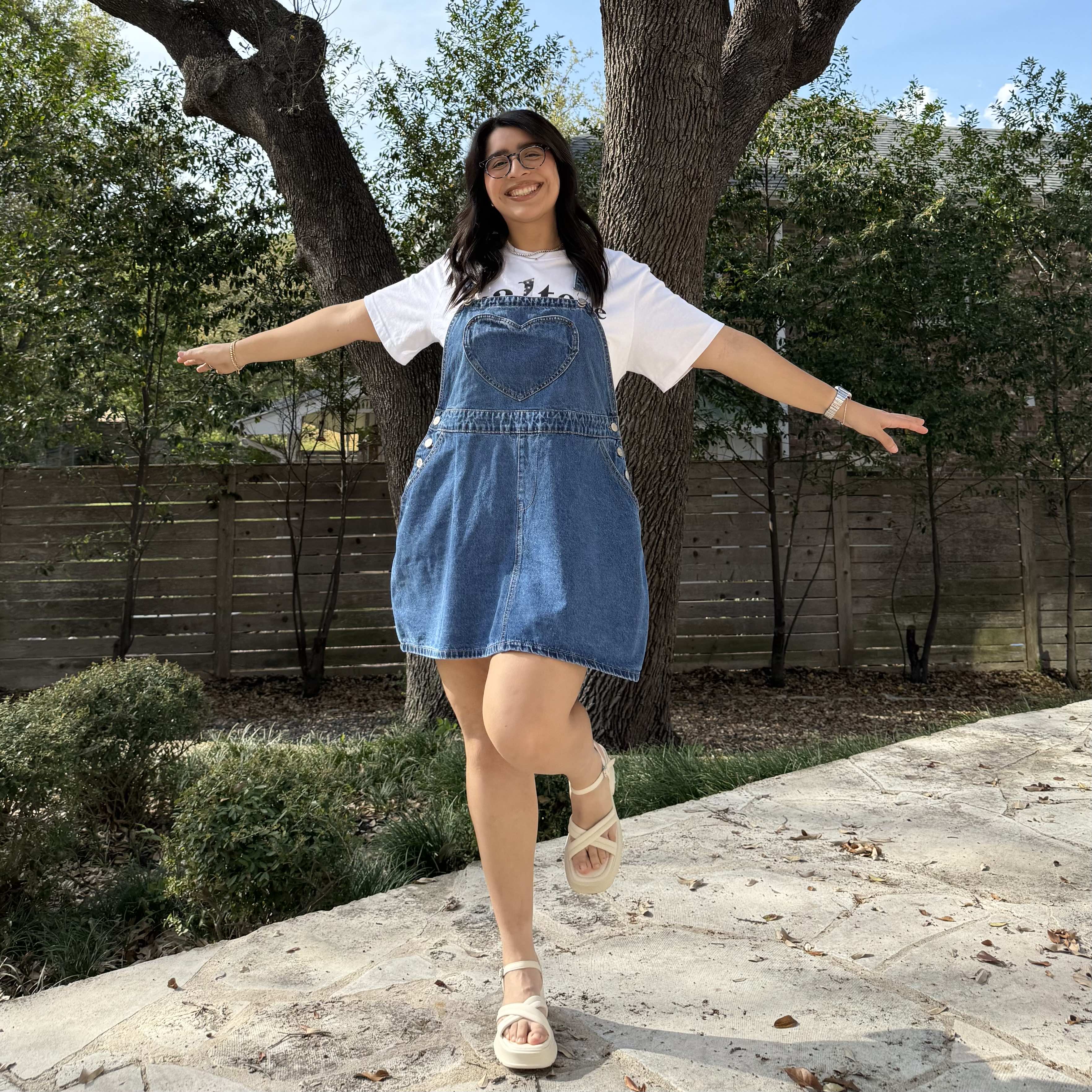 Denim Overall Dress - Medium Wash