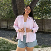 Effortless Button-Up - Pink Stripe *Clearance Sale*