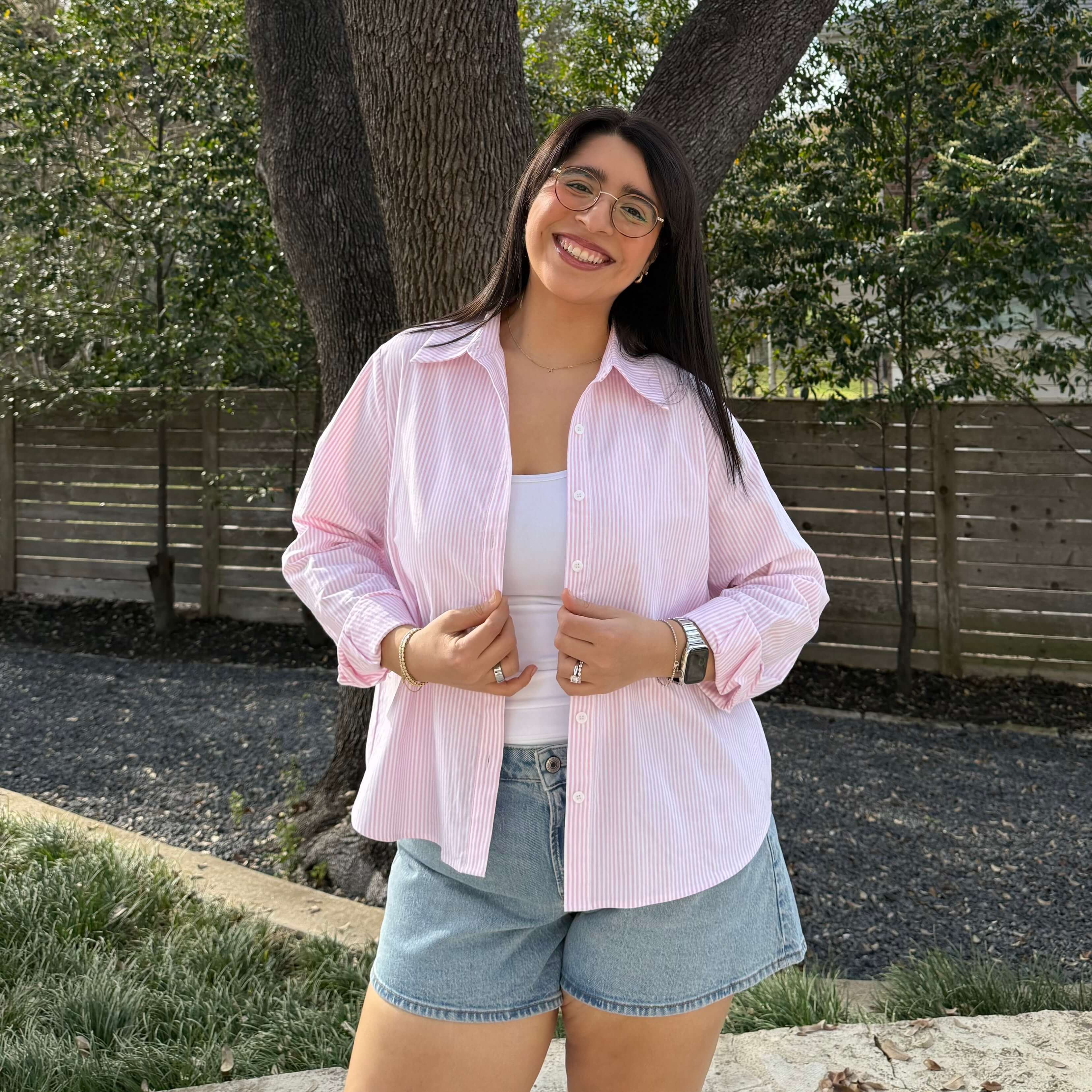 Effortless Button-Up - Pink Stripe *Clearance Sale*