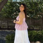 Smocked Strap Peplum Top - Lavender