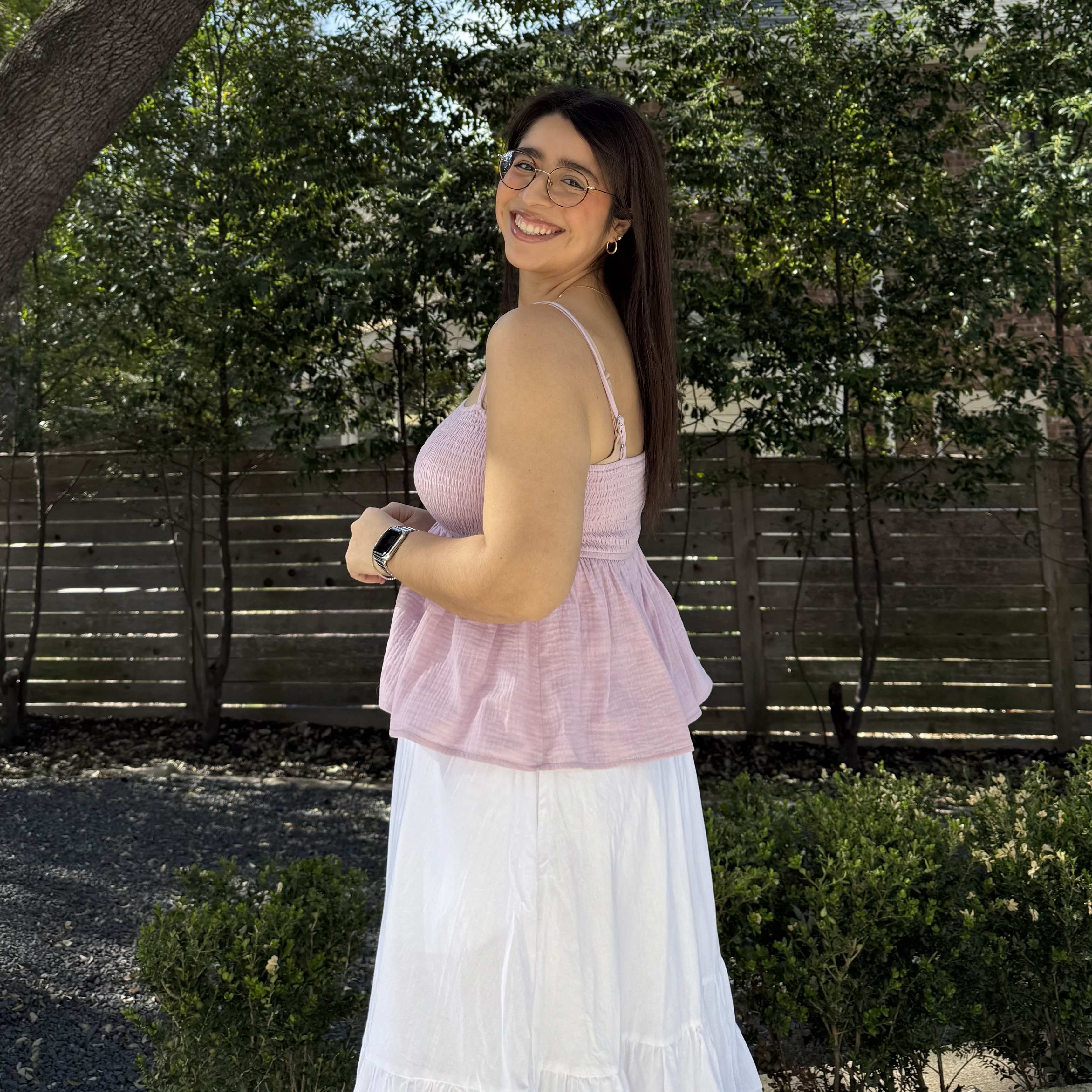 Smocked Strap Peplum Top - Lavender