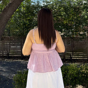 Smocked Strap Peplum Top - Lavender
