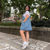 Denim Overall Dress - Light Wash with Bees
