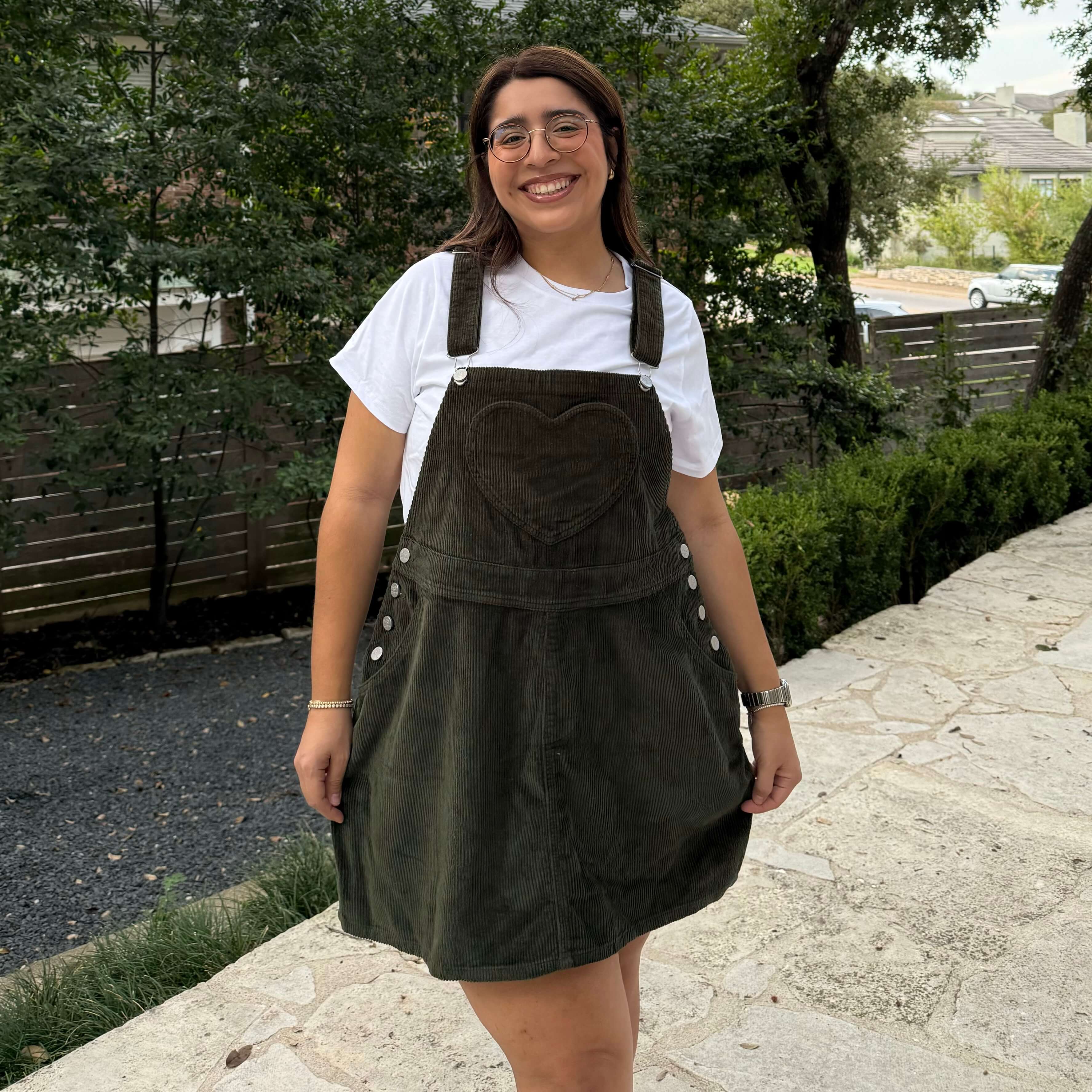 Corduroy Overall Dress - Olive