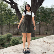 Corduroy Overall Dress - Olive