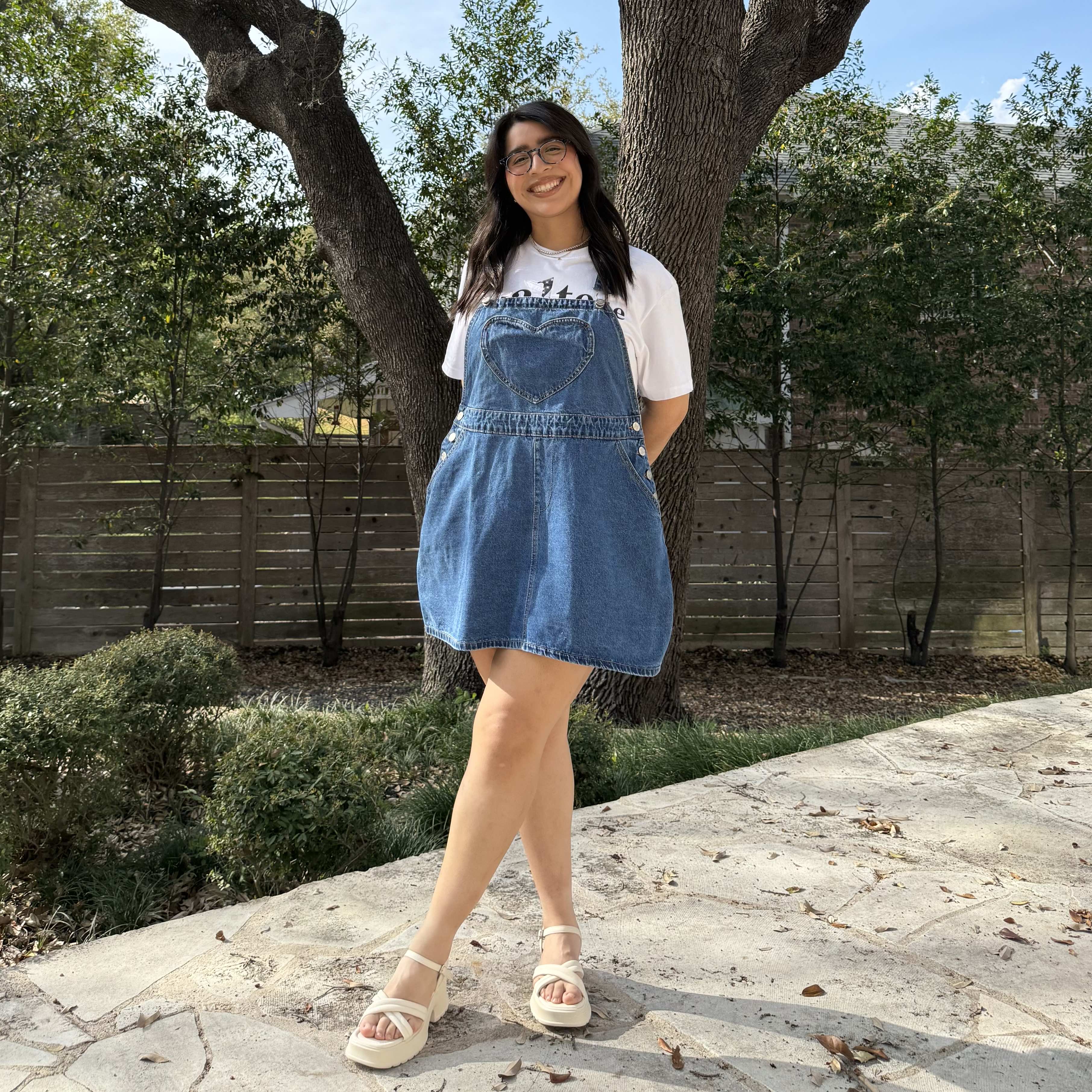 Denim Overall Dress - Medium Wash