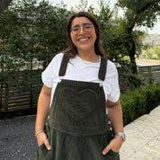 Corduroy Overall Dress - Olive