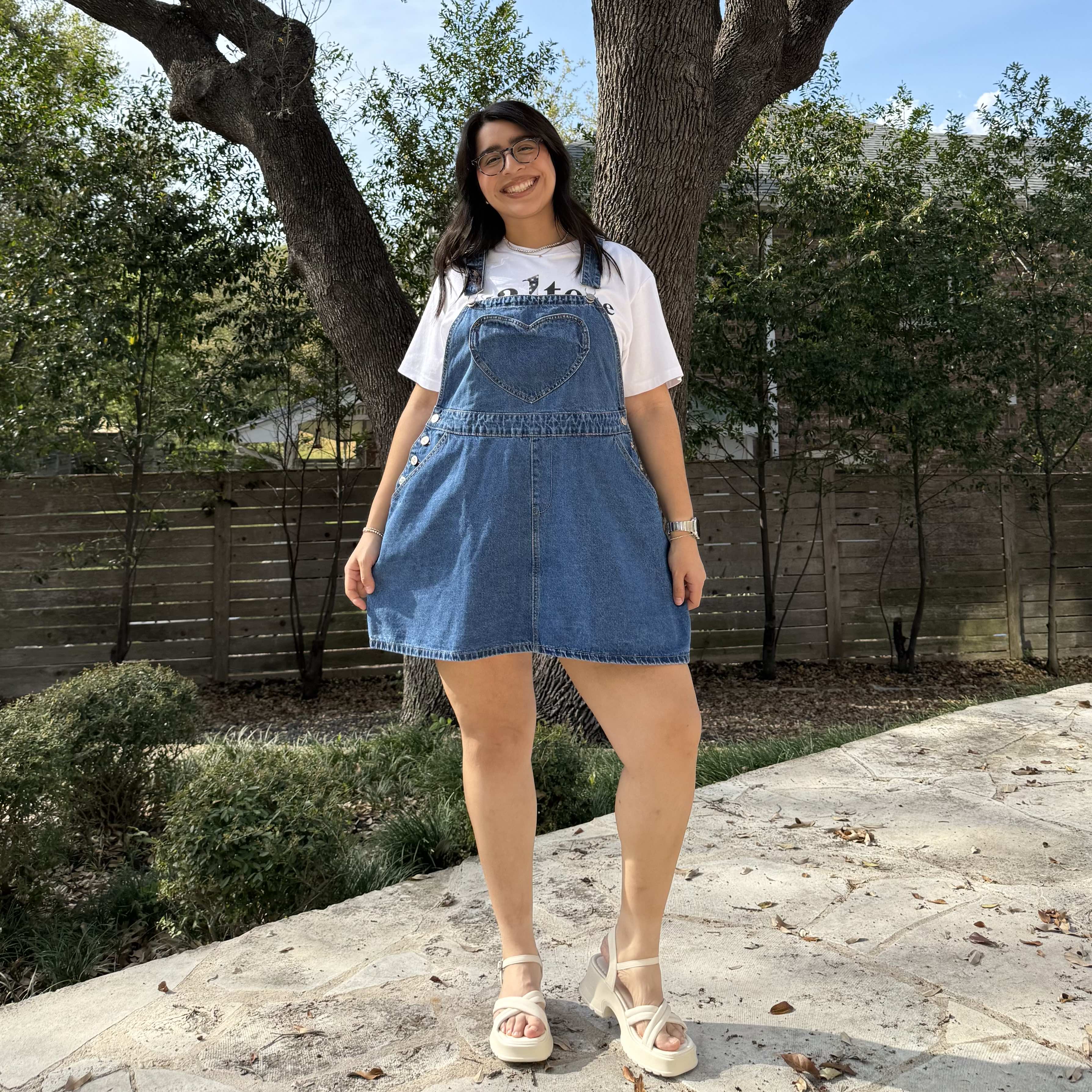 Denim Overall Dress - Medium Wash