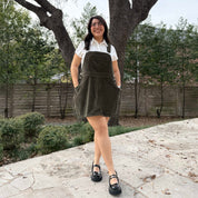 Corduroy Overall Dress - Olive
