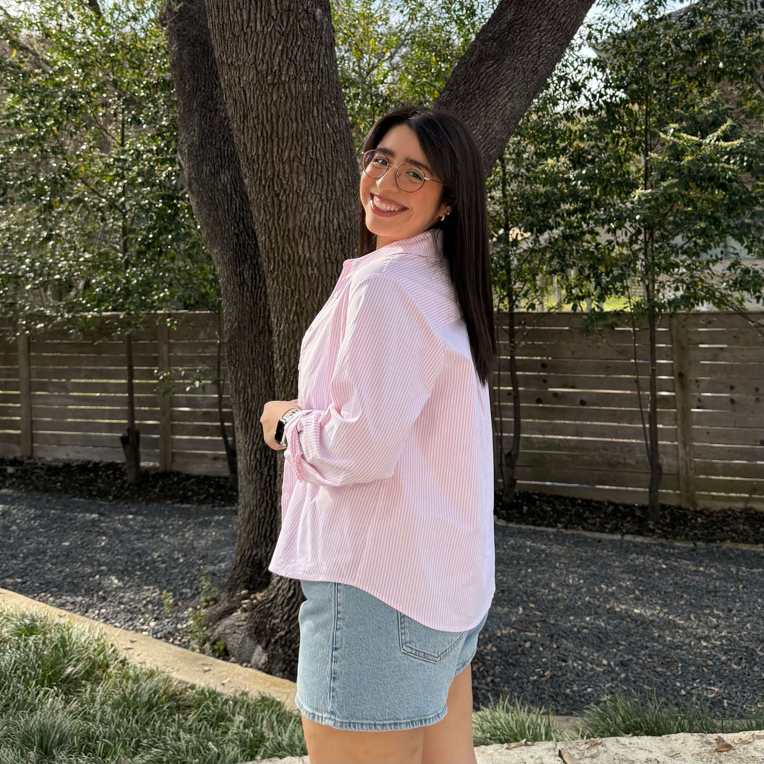 Effortless Button-Up - Pink Stripe *Clearance Sale*