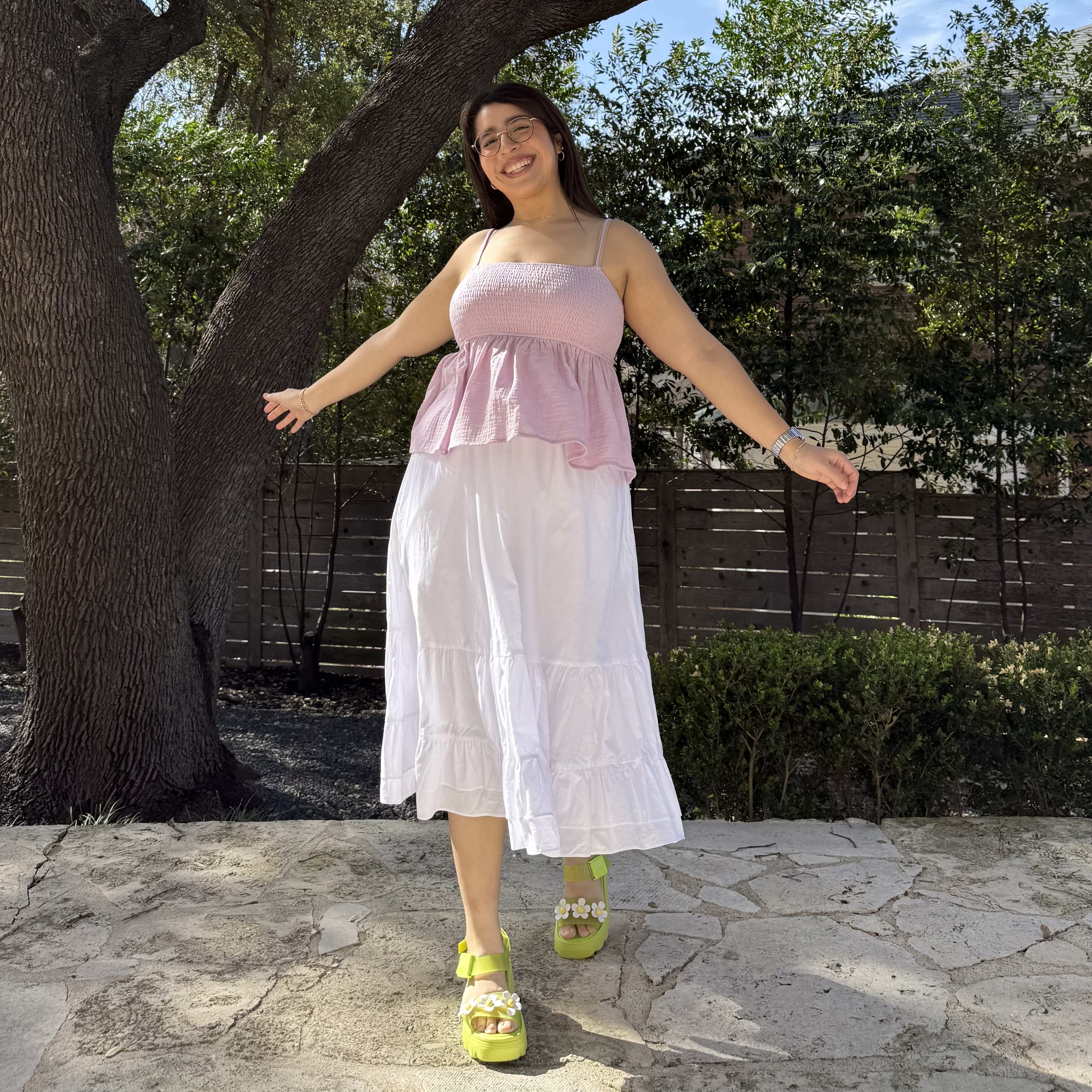 Smocked Strap Peplum Top - Lavender