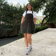 Corduroy Overall Dress - Olive