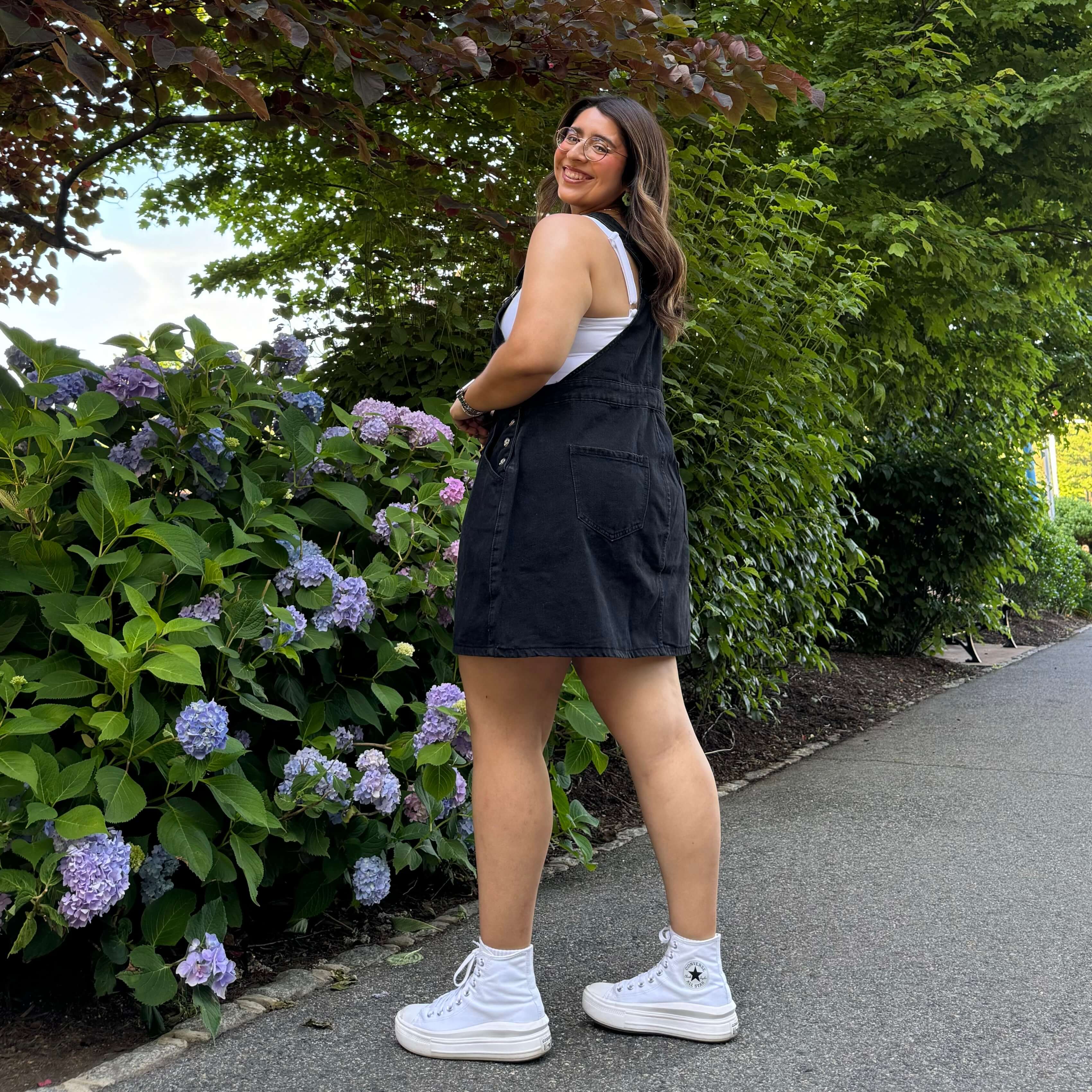 Denim Overall Dress - Black