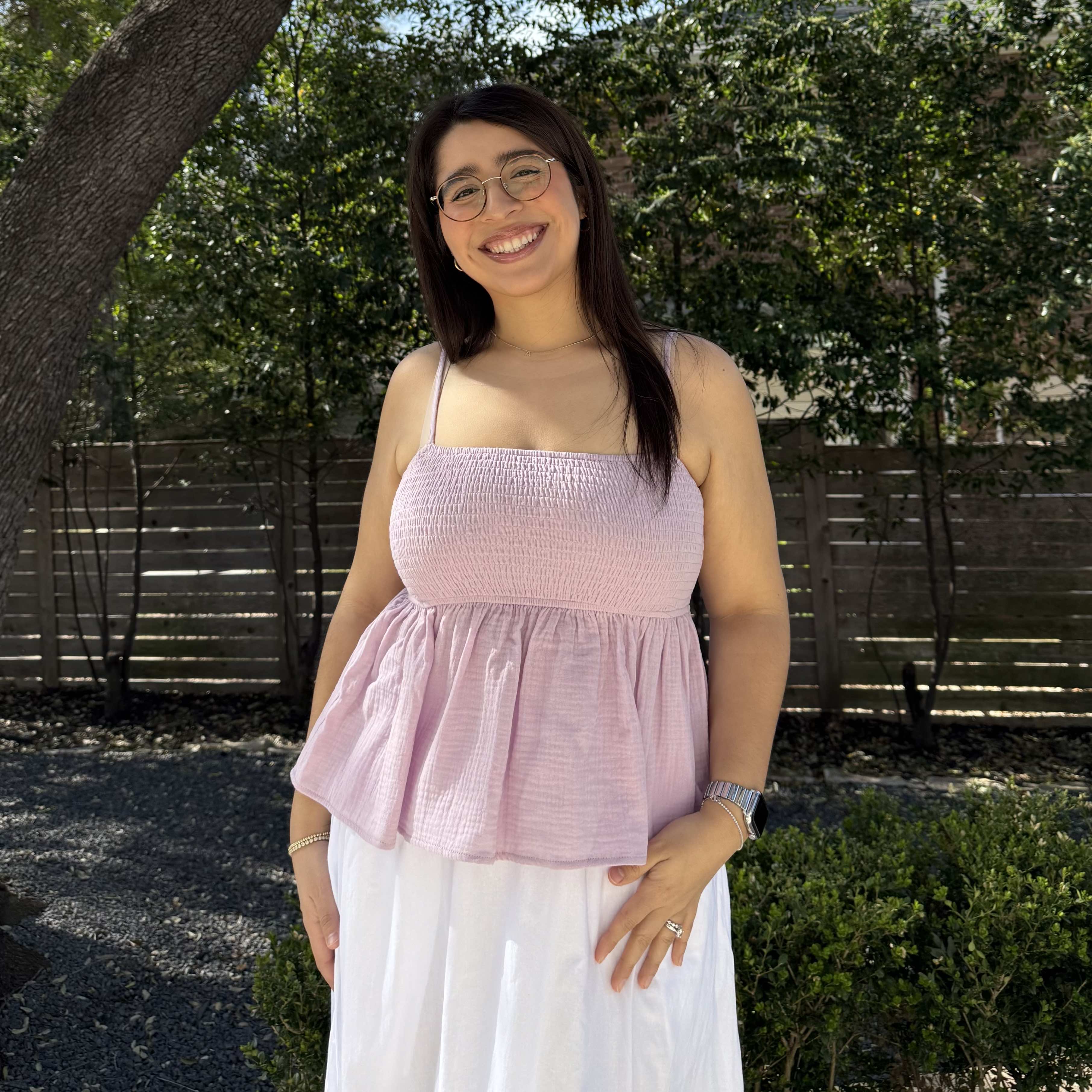 Smocked Strap Peplum Top - Lavender
