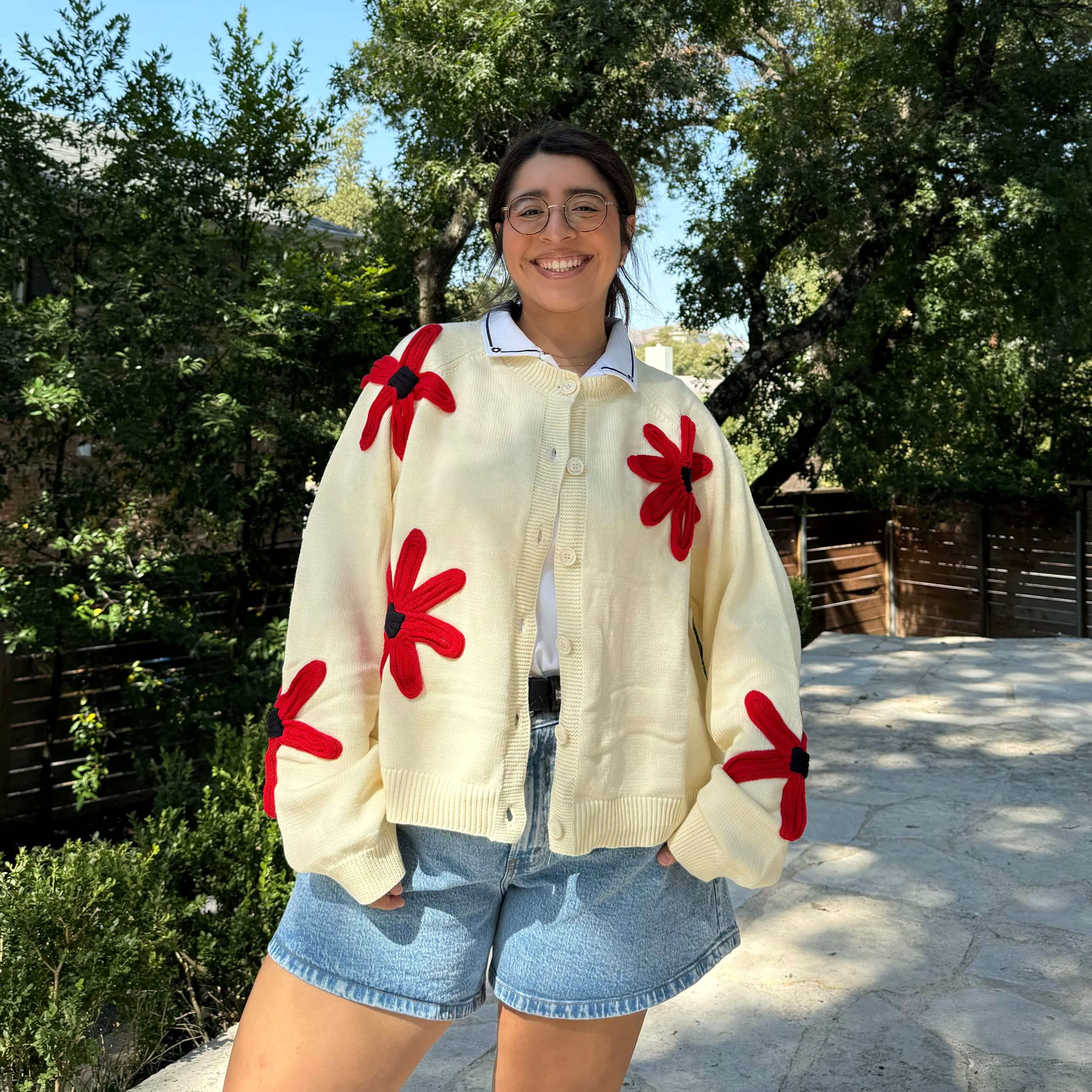 Flower Cardigan - Cream