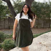Corduroy Overall Dress - Olive