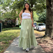 Gingham Long Skirt - Matcha *Clearance Sale*