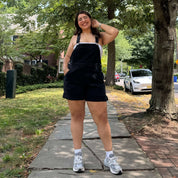 Denim Overall Shorts - Black