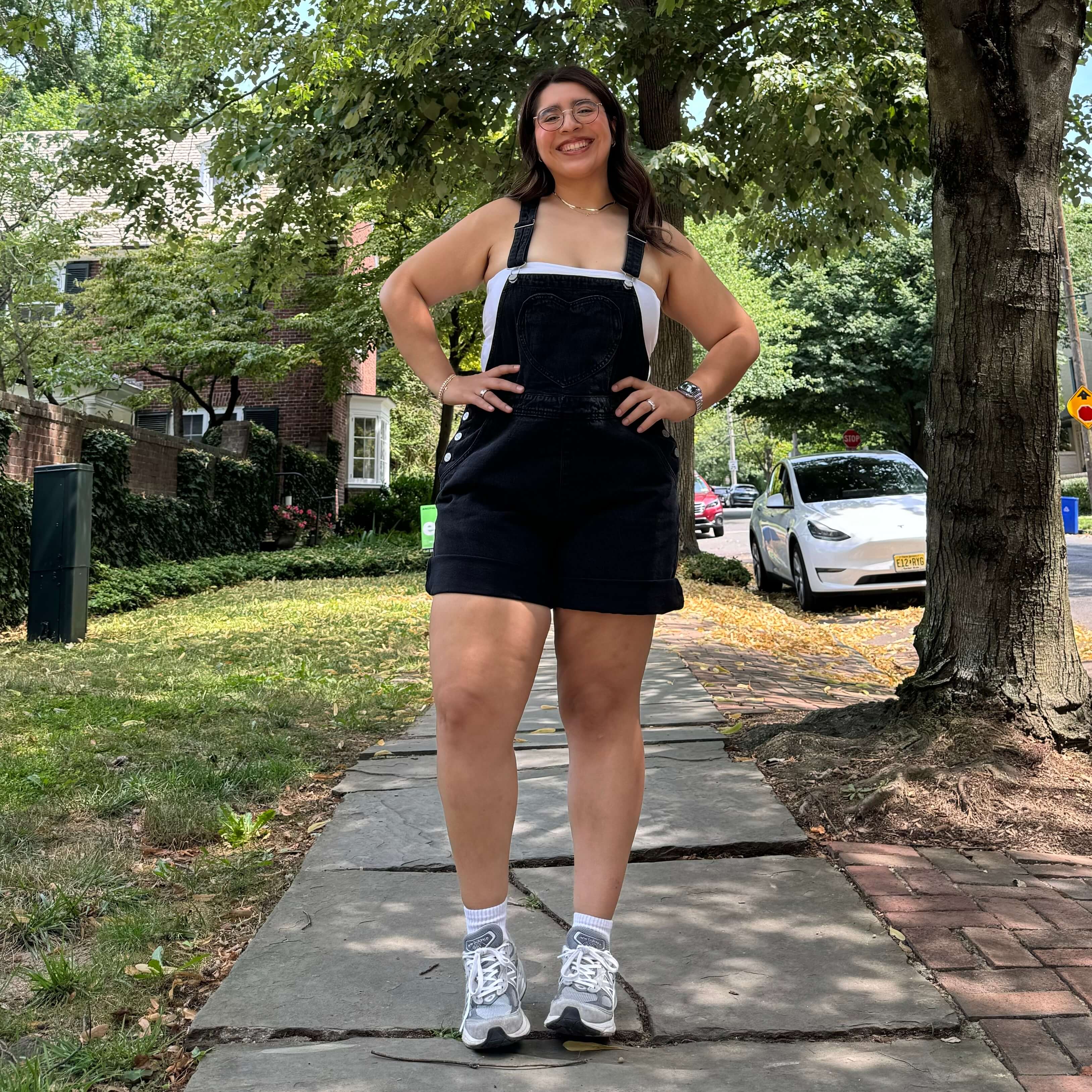 Denim Overall Shorts - Black