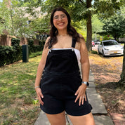 Denim Overall Shorts - Black