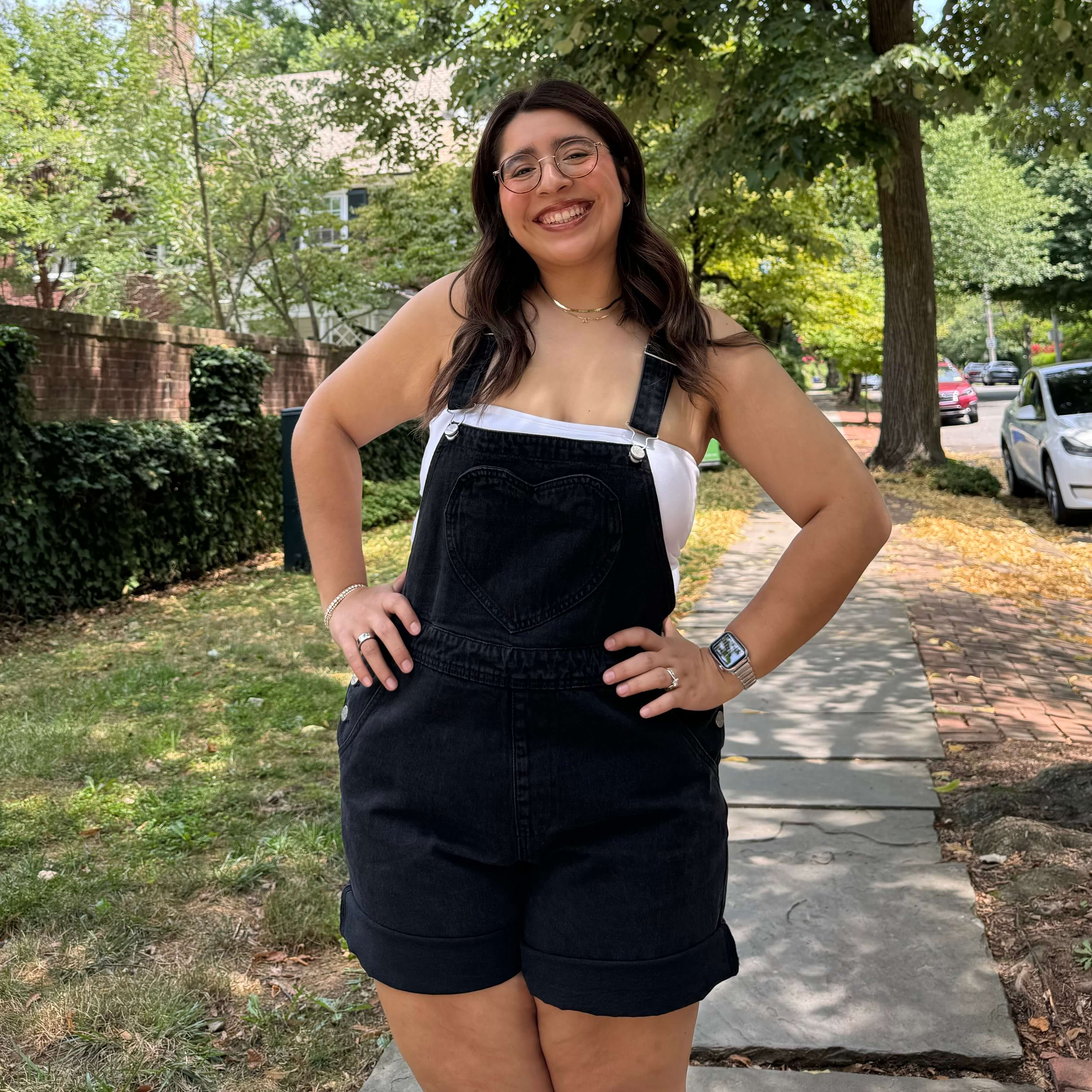 Denim Overall Shorts - Black