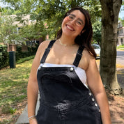 Denim Overall Shorts - Black
