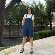 Denim Overall Shorts - Medium Wash