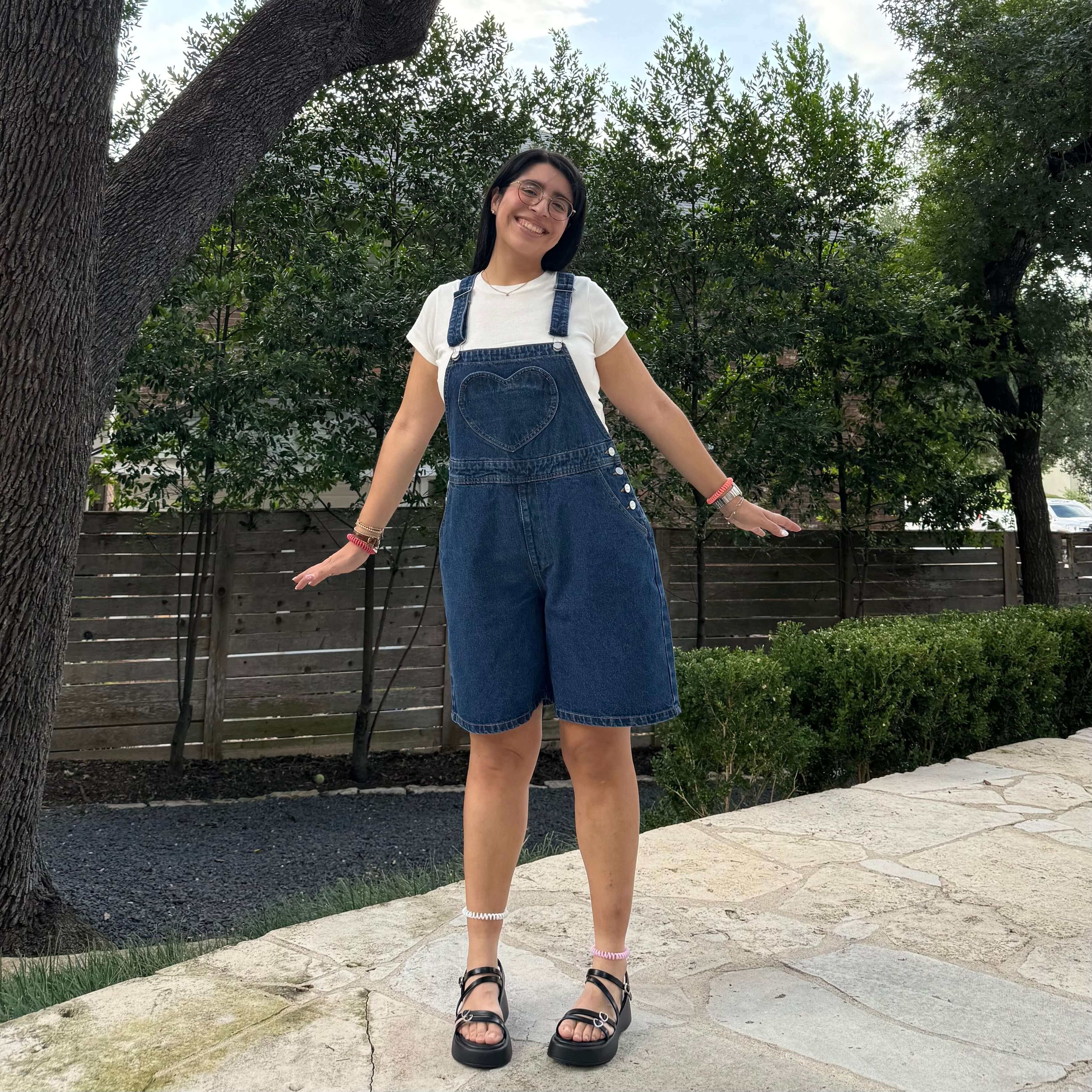 Denim Overall Shorts - Medium Wash