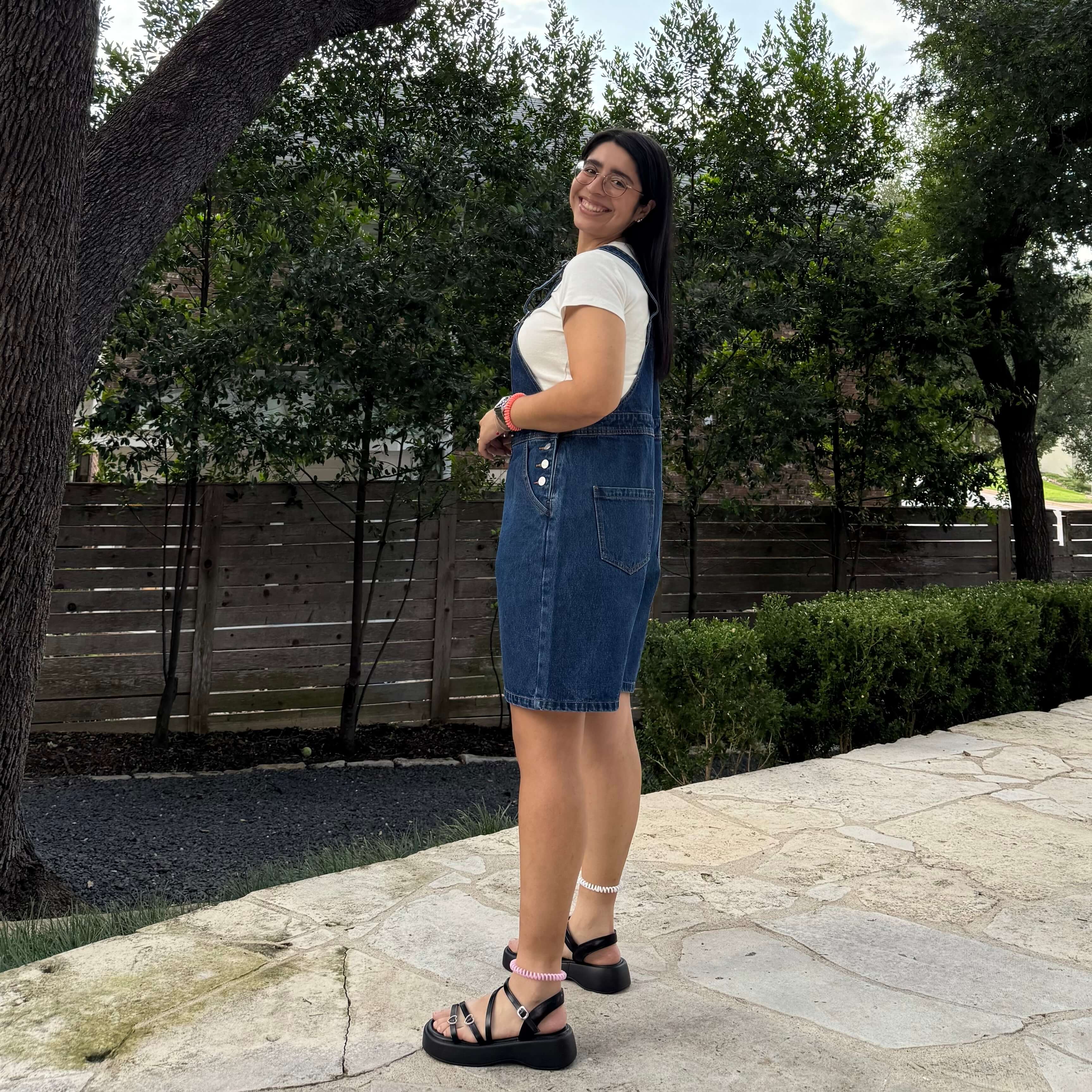 Denim Overall Shorts - Medium Wash