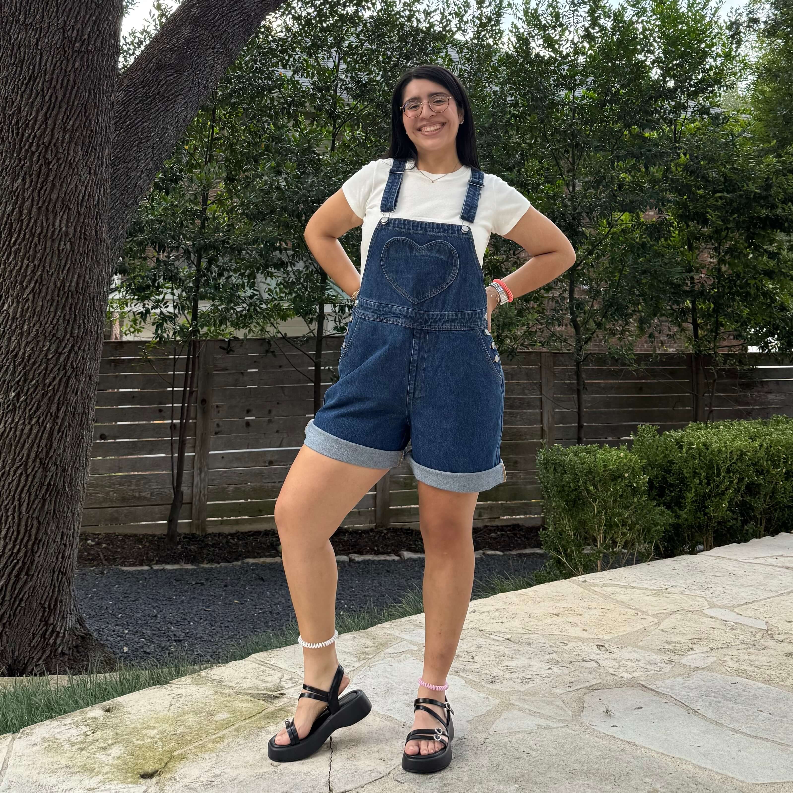 Denim Overall Shorts - Medium Wash