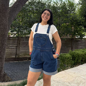 Denim Overall Shorts - Medium Wash